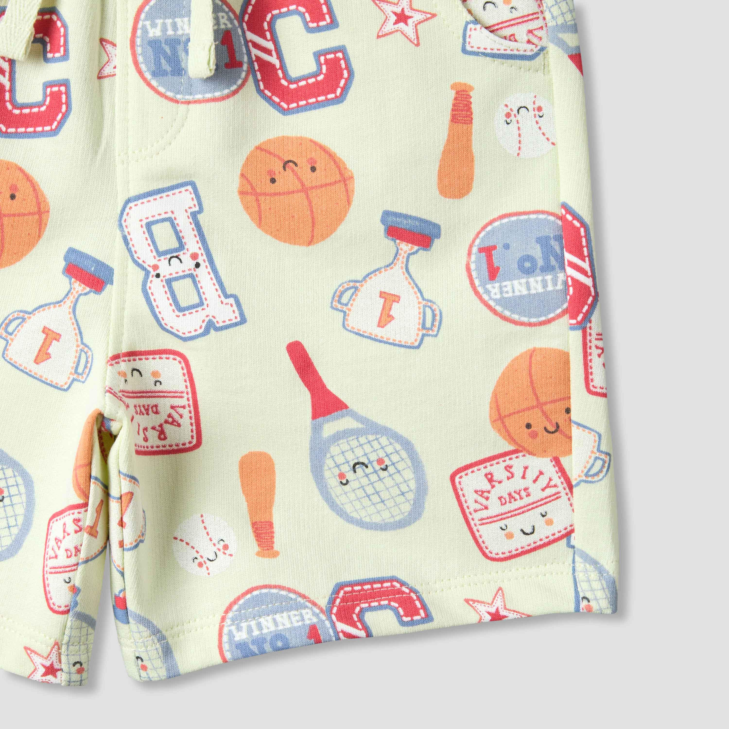 تيشيرتات بياقة مستديرة وأكمام قصيرة وطبعات مع شورت من جونيورز - طقم 3 قطع-baby-boys-clothing-setsandcoords-image-9