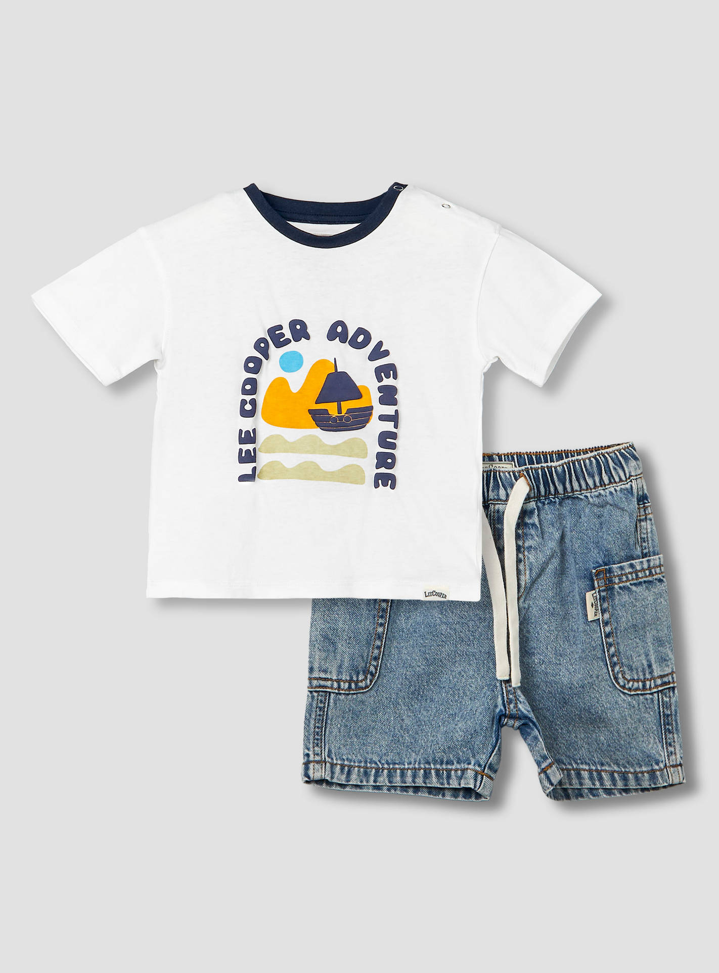 Lee Cooper Crew Neck Short Sleeves T-shirt and Shorts Set with Drawstring Closure-baby-boys-clothing-setsandcoords-image-2