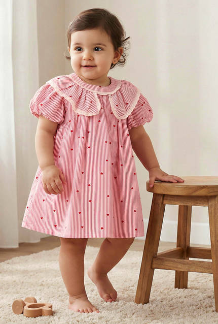 فستان بياقة عادية وأكمام قصيرة مع سروال بلومرز من جونيورز-baby-girls-clothing-dressesandjumpsuits-image-1