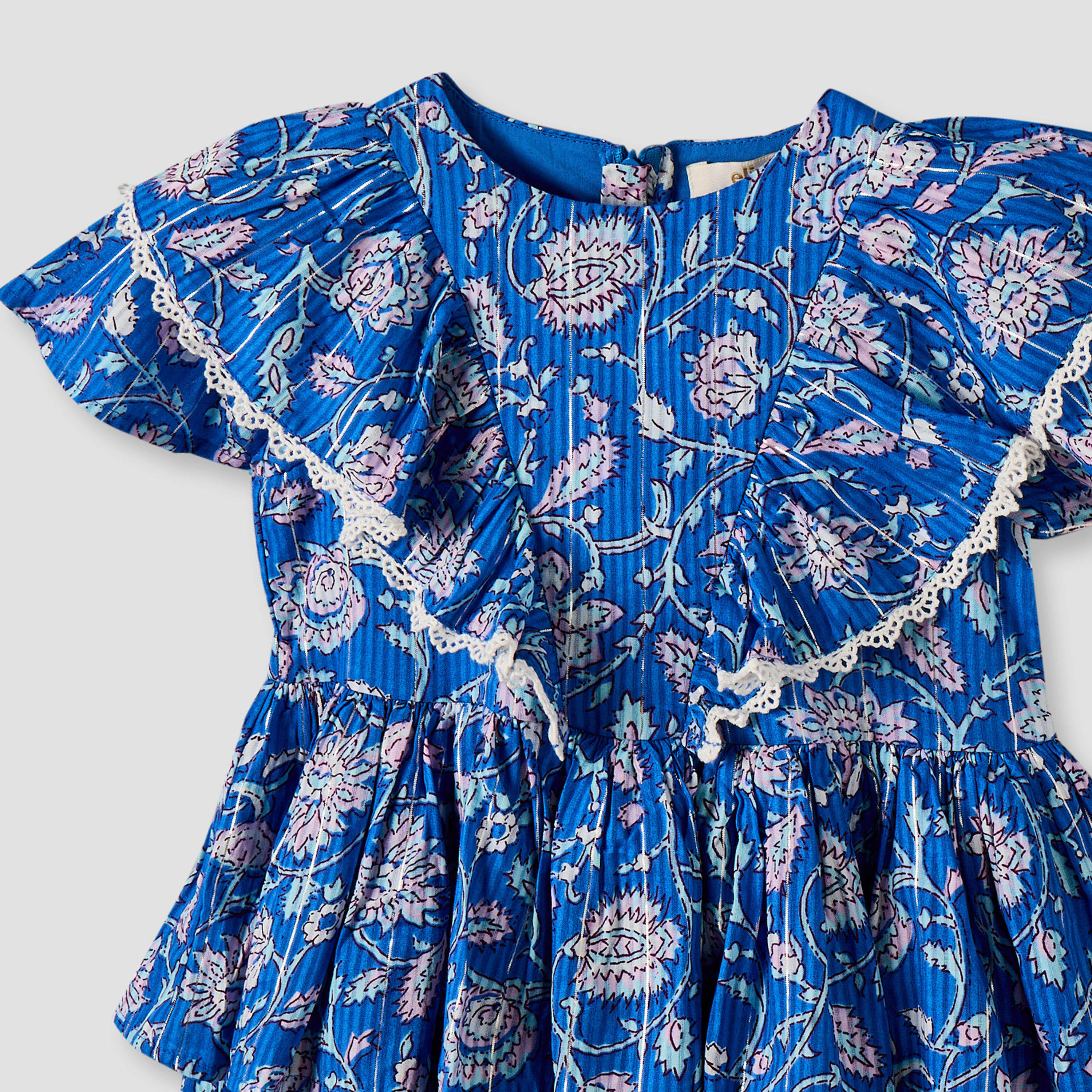 فستان متعدد الطبقات بطول الركبة وياقة مستديرة وأكمام قصيرة وطبعات زهرية من إليجو-girls-clothing-dressesandjumpsuits-image-4