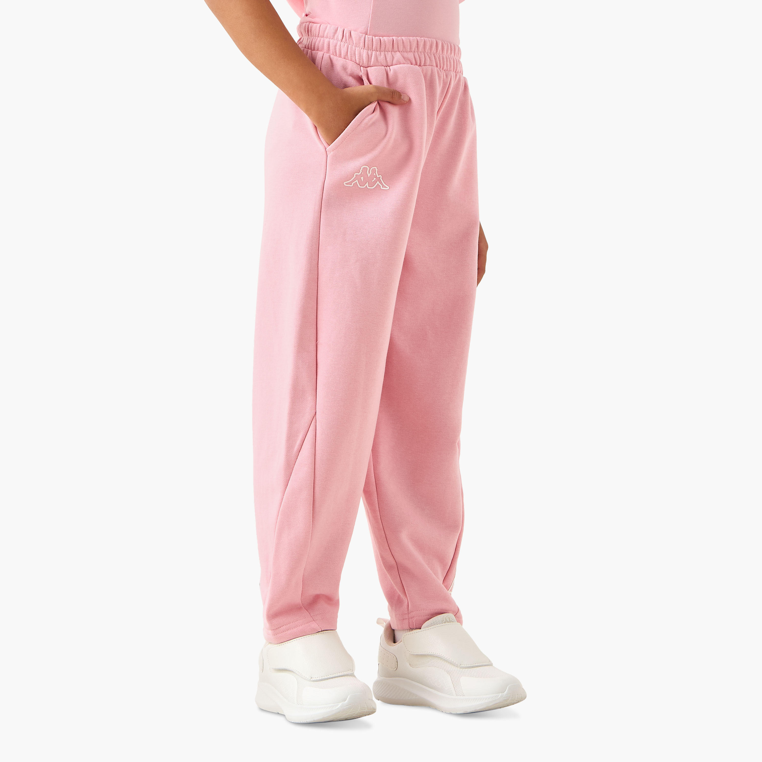 طقم بنطلون رياضي وتيشيرت بأكمام قصيرة بياقة ضيقة وطبعات شعار من كابا-girls-clothing-sportswear-sets-image-3