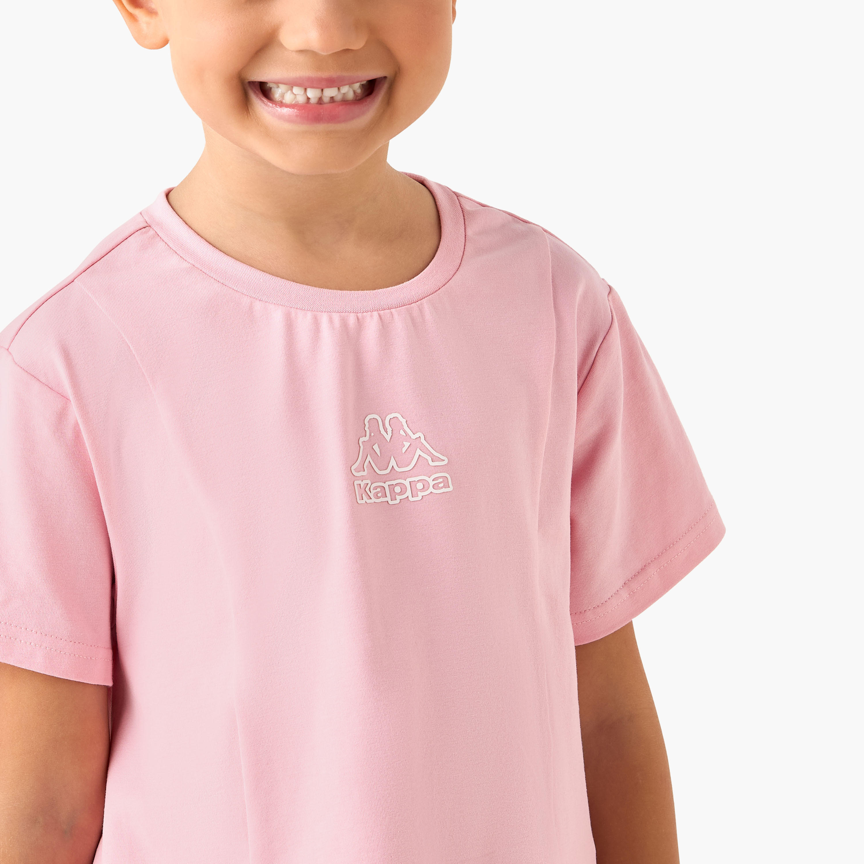 طقم بنطلون رياضي وتيشيرت بأكمام قصيرة بياقة ضيقة وطبعات شعار من كابا-girls-clothing-sportswear-sets-image-5