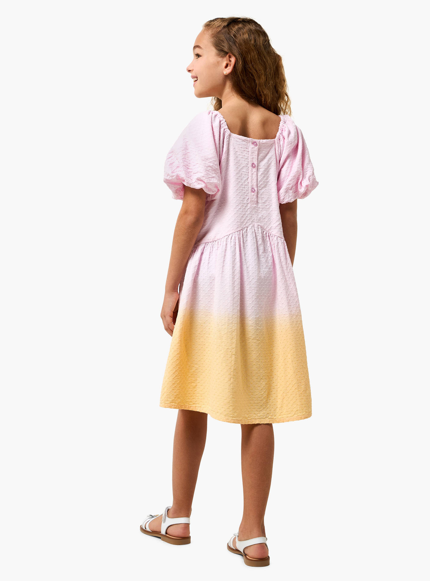 فستان إيه لاين متدرج اللون بطول الركبة وياقة مربعة وأكمام قصيرة من جونيورز-girls-clothing-dressesandjumpsuits-image-3