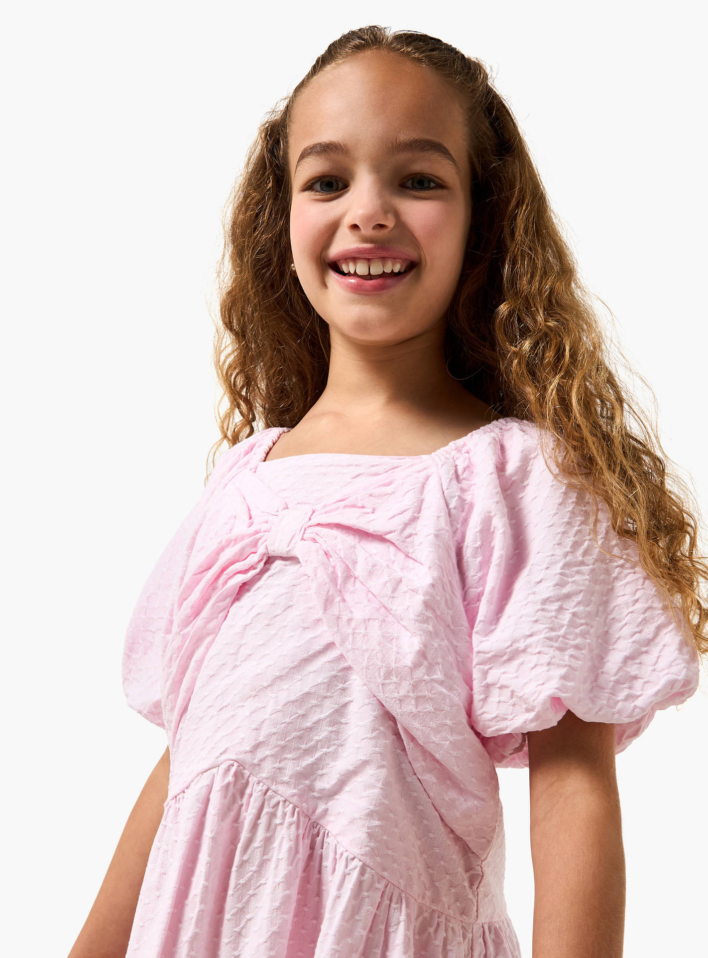 فستان إيه لاين متدرج اللون بطول الركبة وياقة مربعة وأكمام قصيرة من جونيورز-girls-clothing-dressesandjumpsuits-image-4