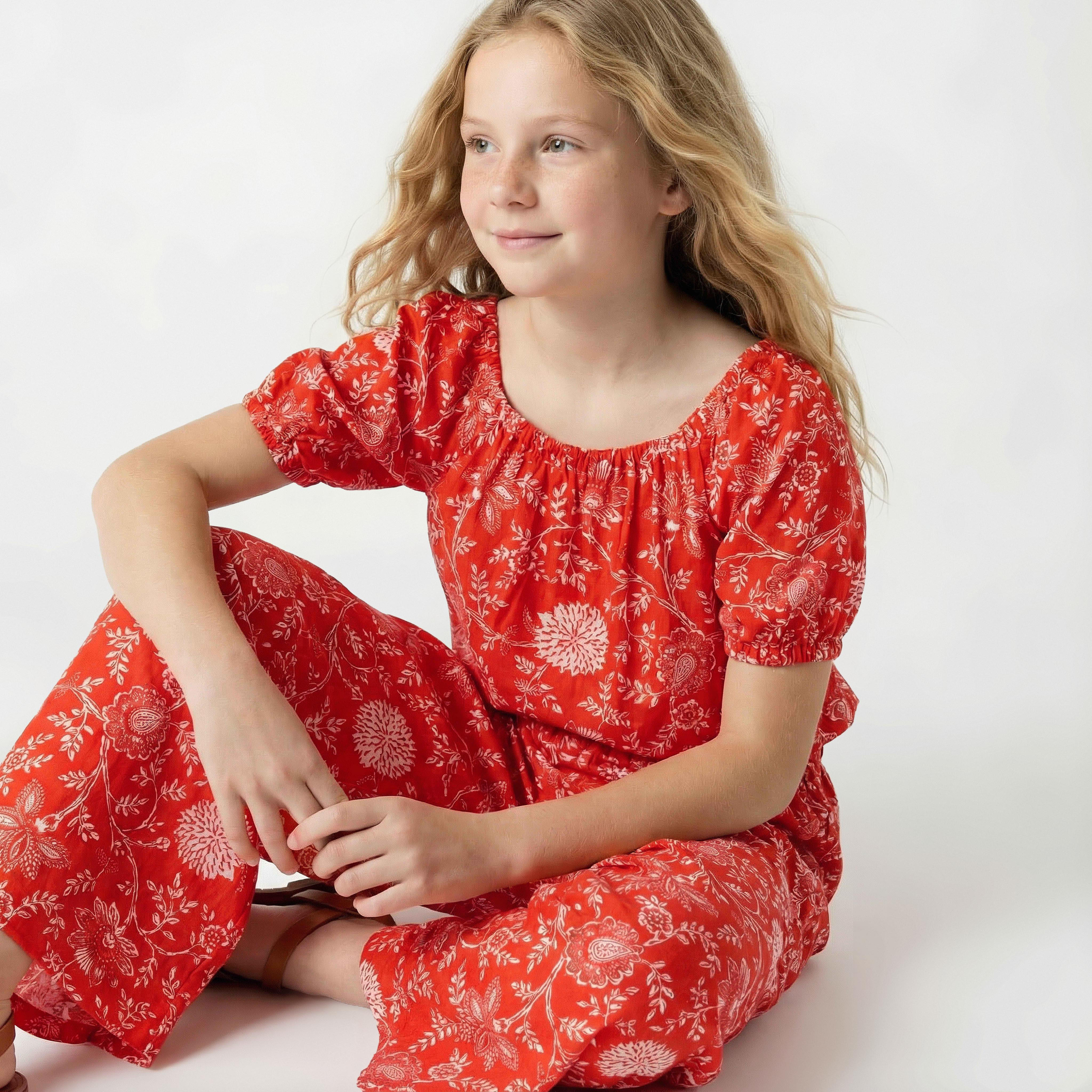بلوزة بياقة مربعة وأكمام قصيرة وطبعات من لي كوبر-girls-clothing-blousesandshirts-image-5