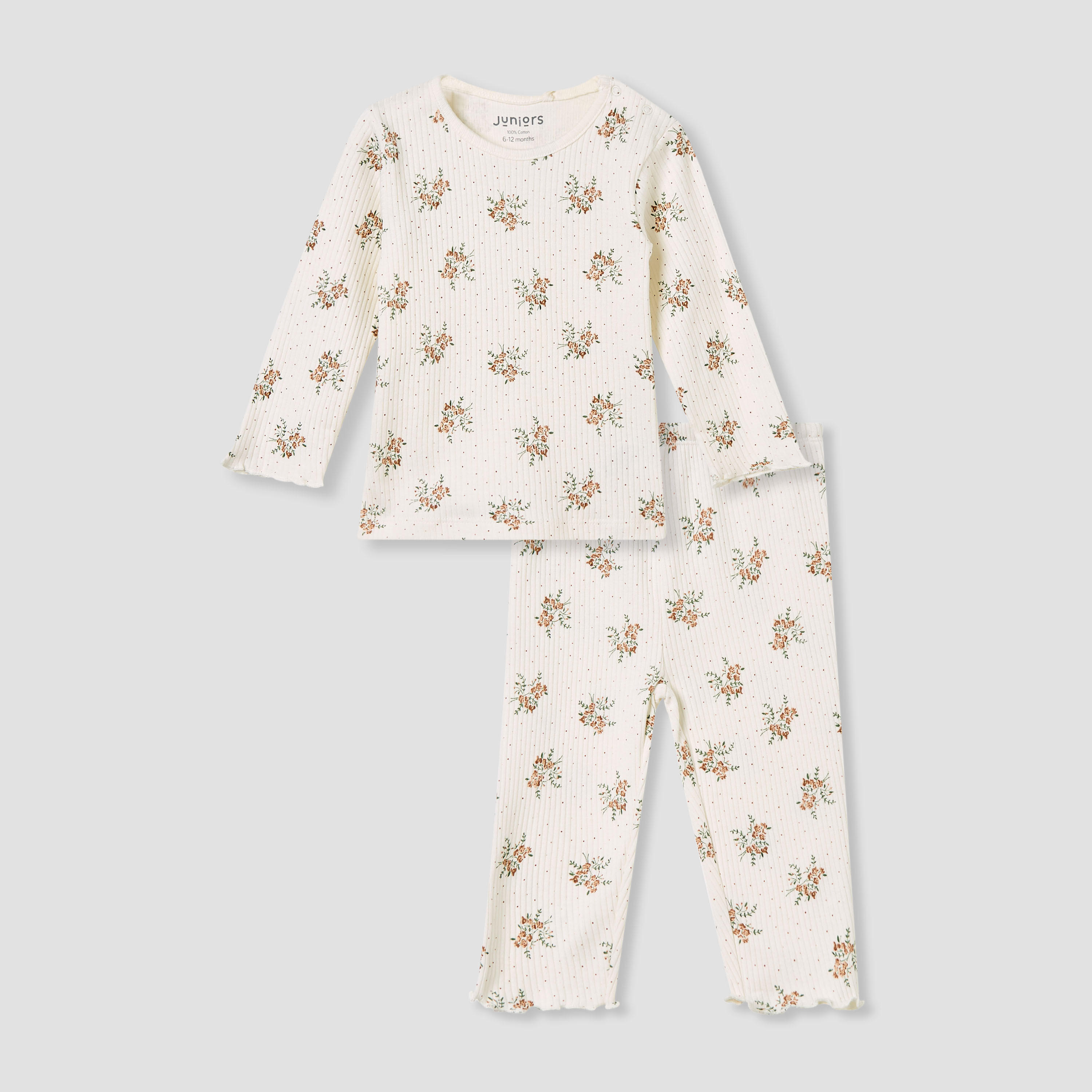 Juniors Pyjama Set with Floral Print - Cotton - Long Sleeves - Round Neck-promo_babyshop_Buy3for99_UAE130126-image-1