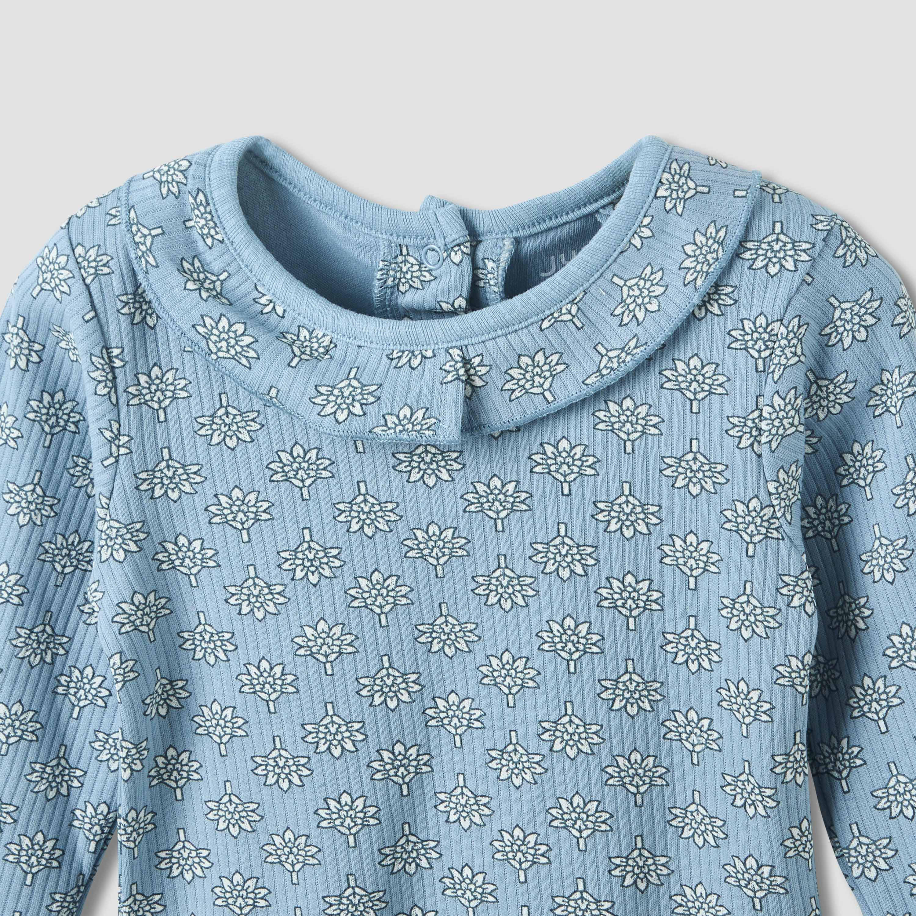 طقم بيجاما قطنية بياقة ضيقة وأكمام طويلة بطبعات زهور من جونيورز - عبوة من 3 قطع-baby-girls-clothing-nightwear-pyjamasets-image-9