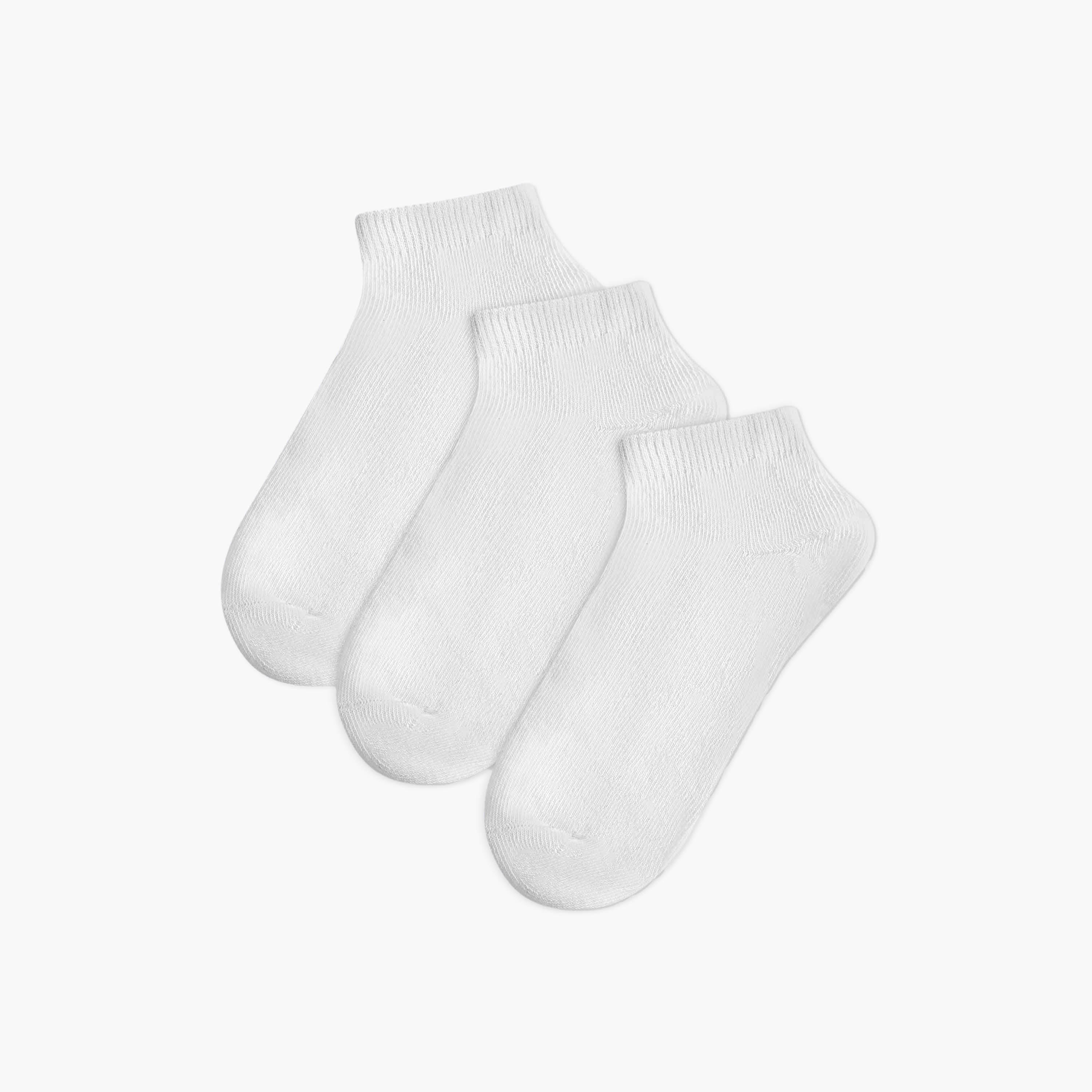 Juniors Solid Ankle Length Trainer Socks - Set of 3
