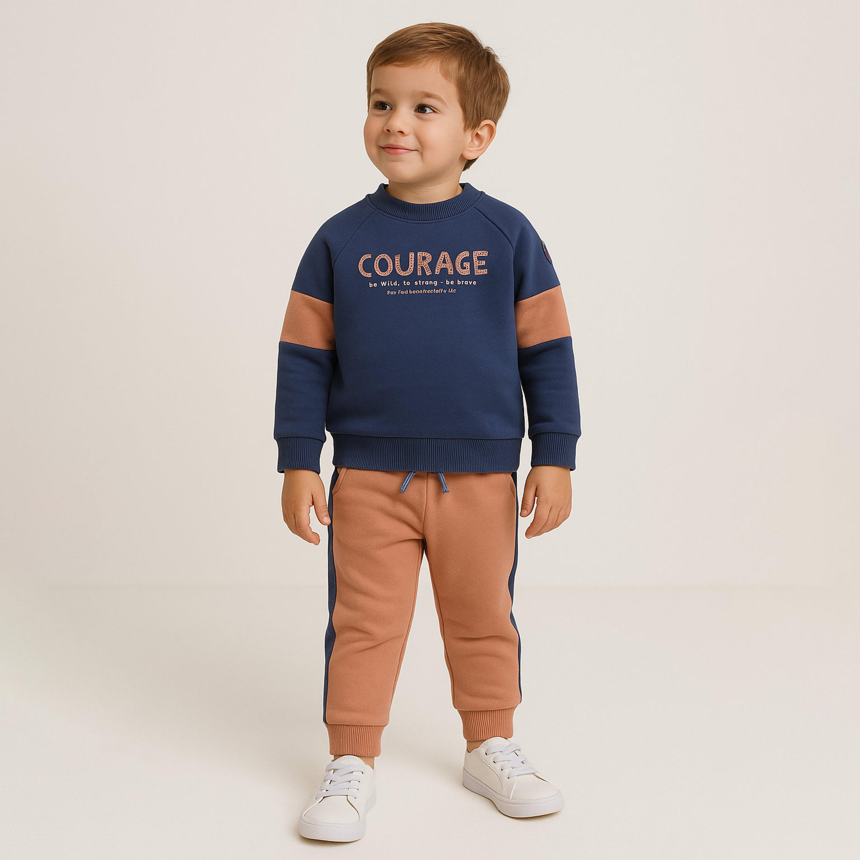 طقم من قطعتين سويت شيرت وبنطلون رياضي بطبعة كوريج من ديركيه-boys-clothing-setsandcoords-image-1