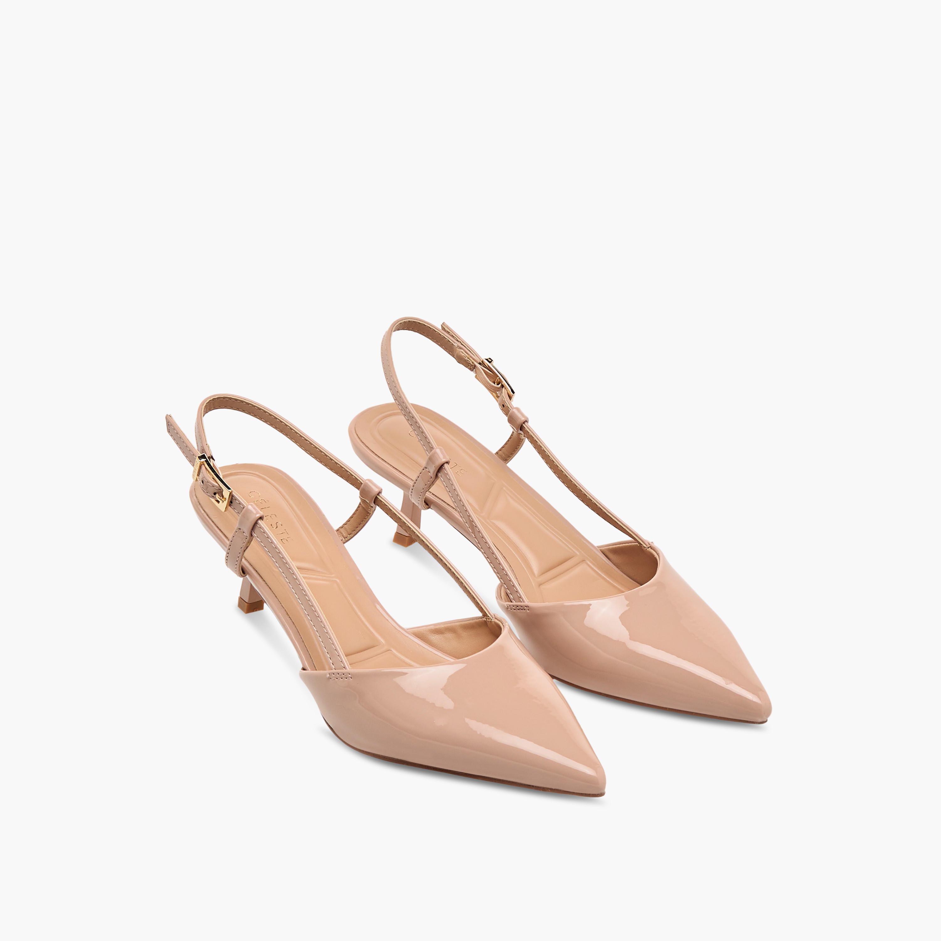 حذاء بمقدمة مدببة وحزام خلفي وكعب صغير مع إبزيم إغلاق للنساء من سيليست-women-shoes-heels-image-1