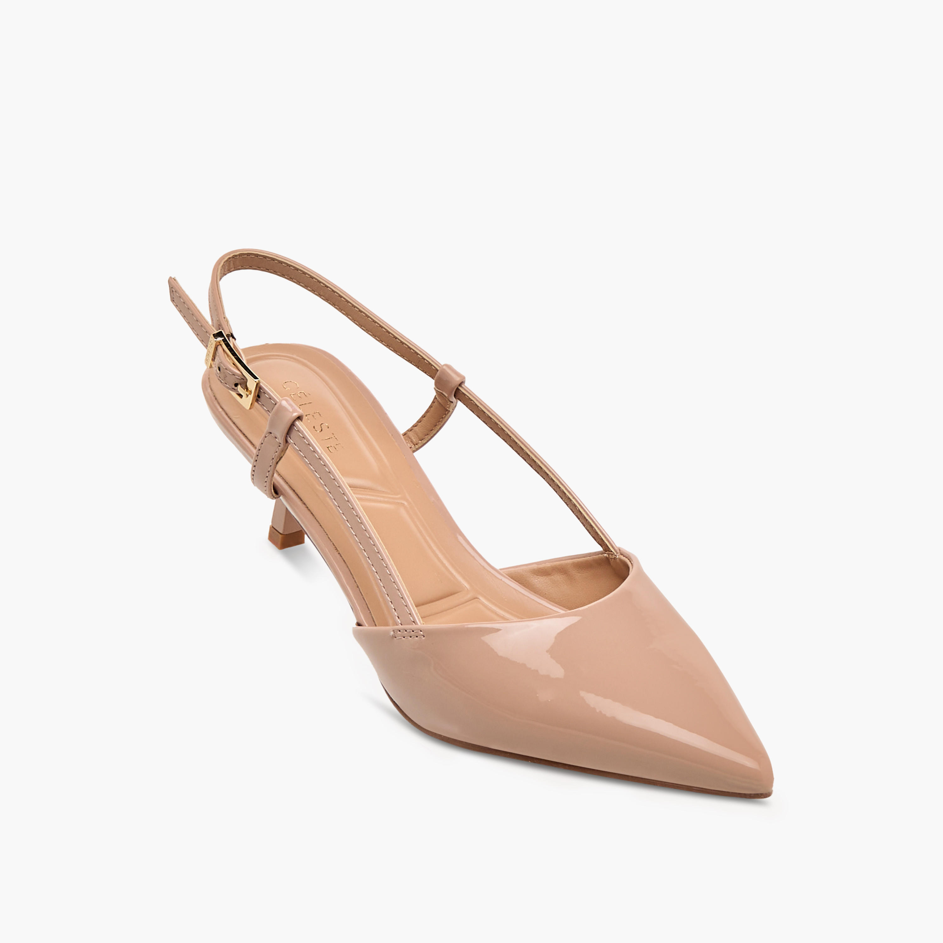 حذاء بمقدمة مدببة وحزام خلفي وكعب صغير مع إبزيم إغلاق للنساء من سيليست-women-shoes-heels-image-2