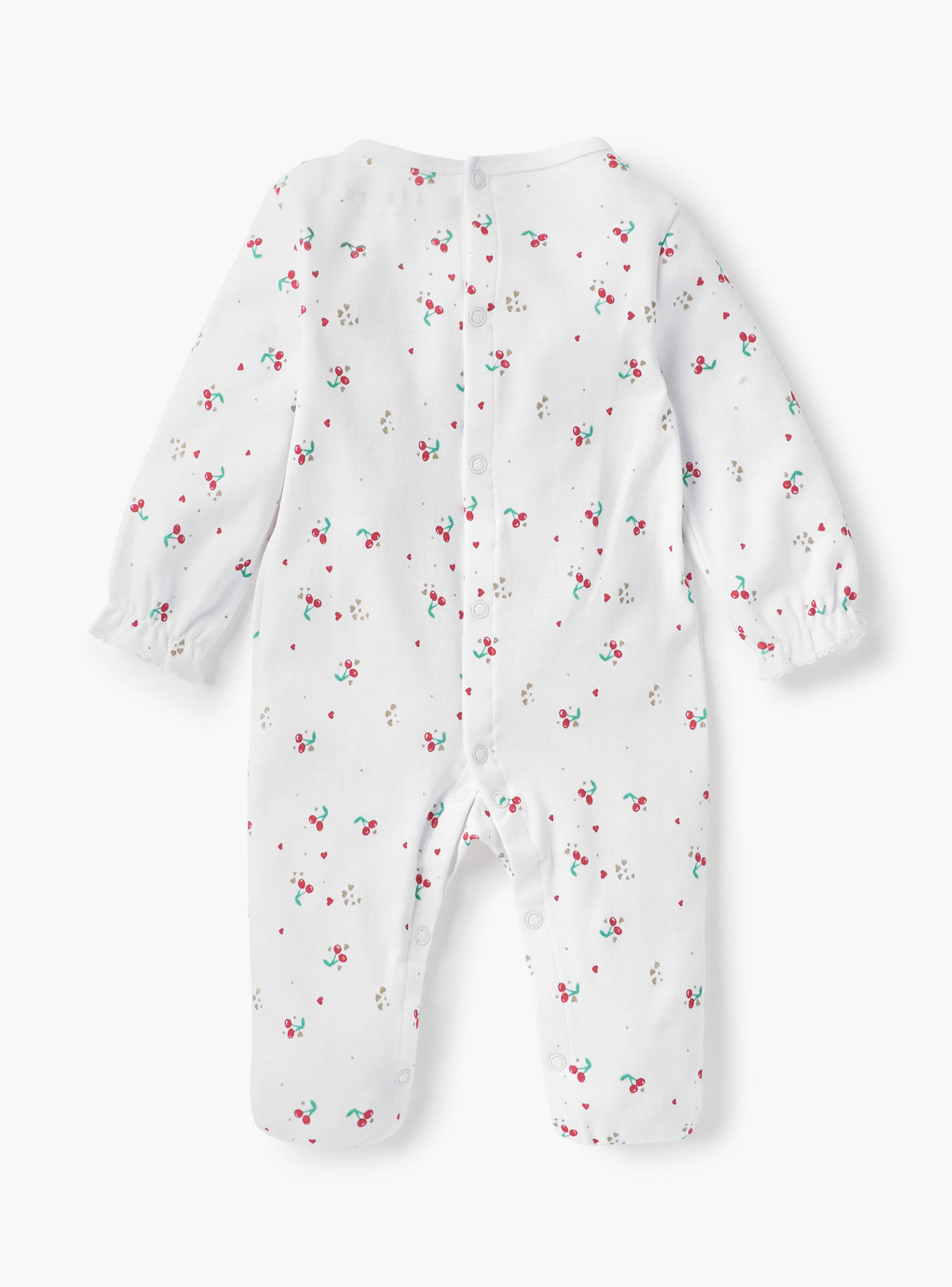 Juniors All-Over Cherry Print Closed Feet Sleepsuit with Long Sleeves and Smocked Detail-baby-girls-clothing-nightwear-sleepsuits-image-2