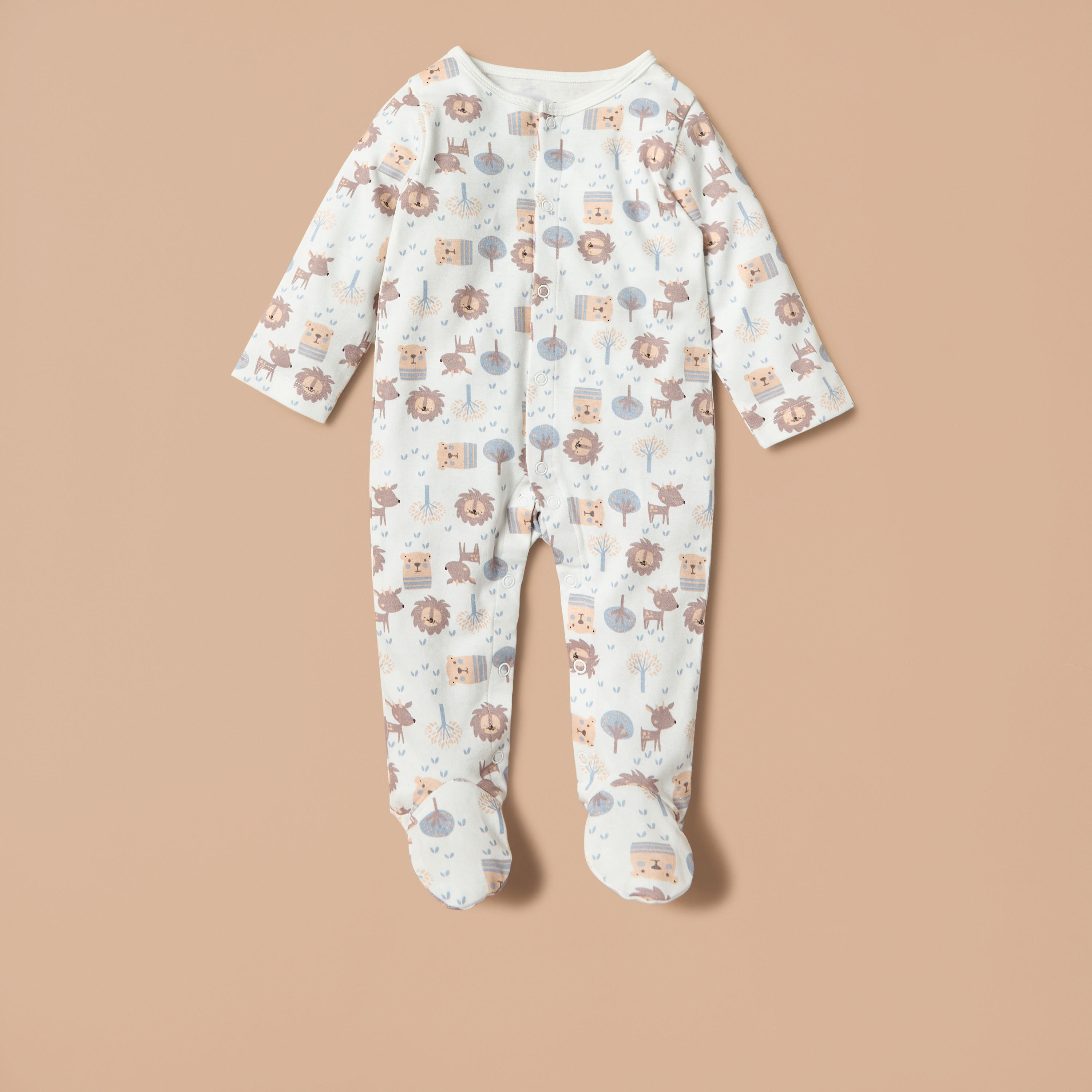 Juniors All-Over Animal Print Footed Sleepsuit with Long Sleeves-baby-boys-clothing-nightwear-sleepsuits-image-1