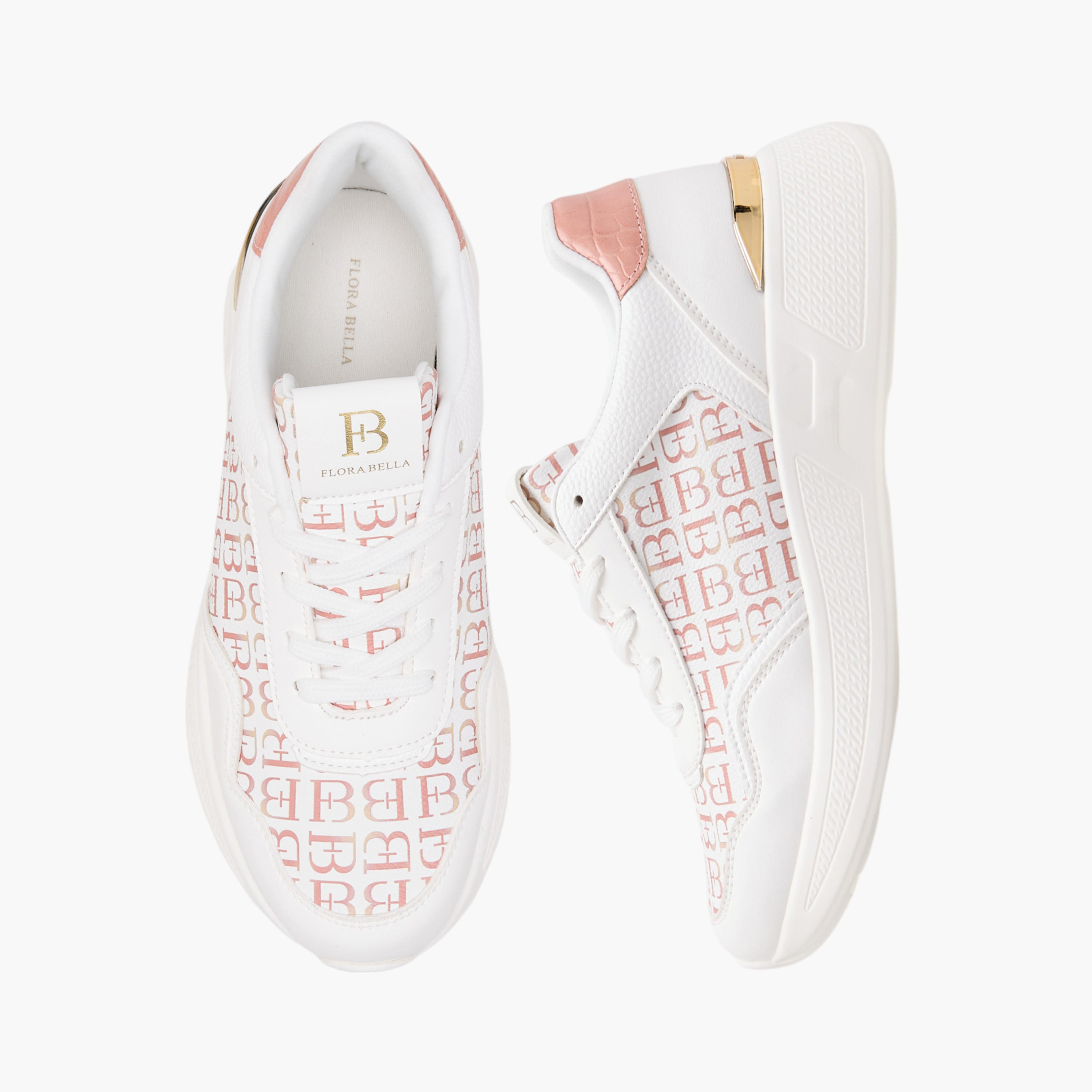 Flora Bella Monogram Print Lace-Up Sneakers-women-shoes-sneakers-image-1