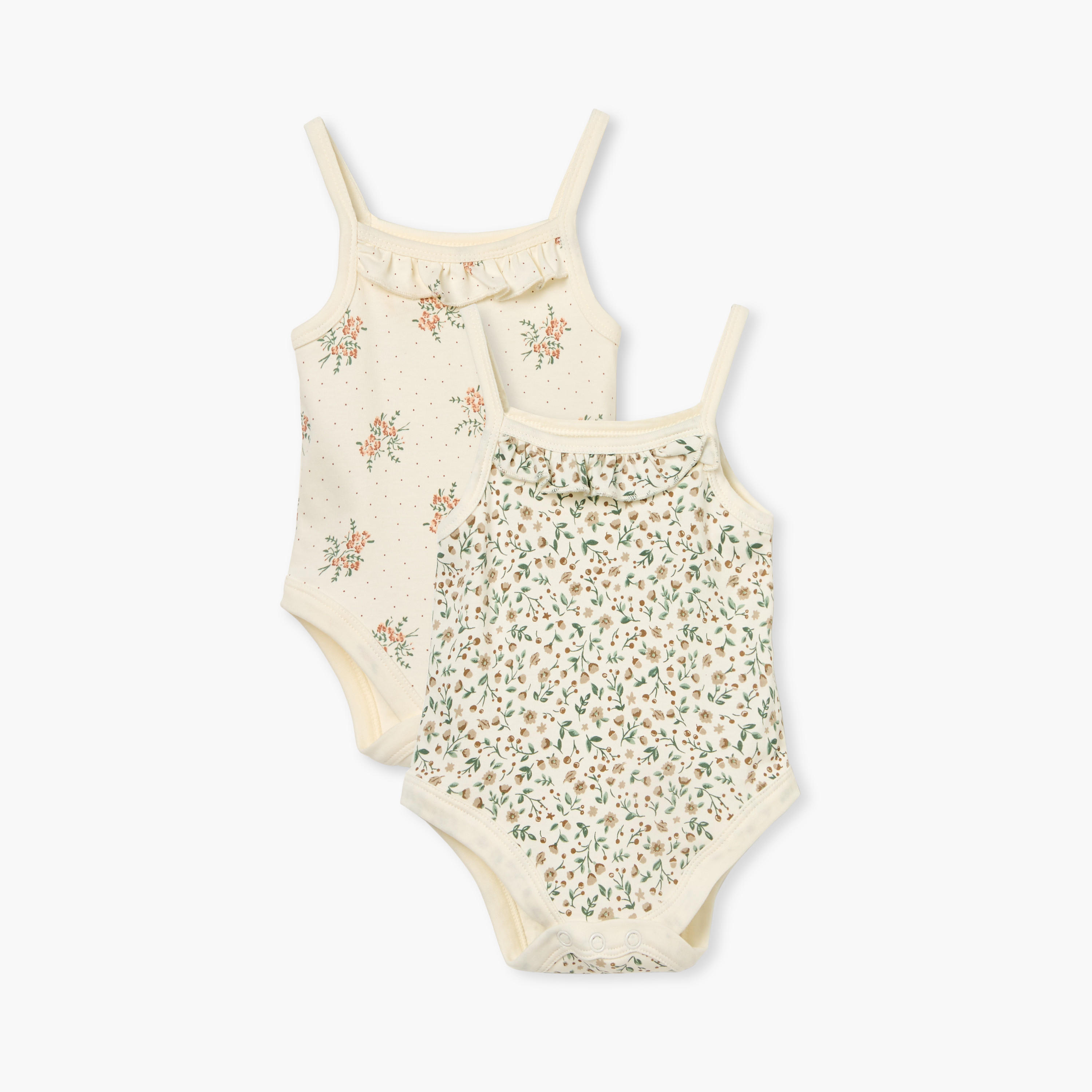 بودي سوت دون أكمام بطبعات أزهار وأزرار إغلاق كبس من جونيورز - طقم من قطعتين