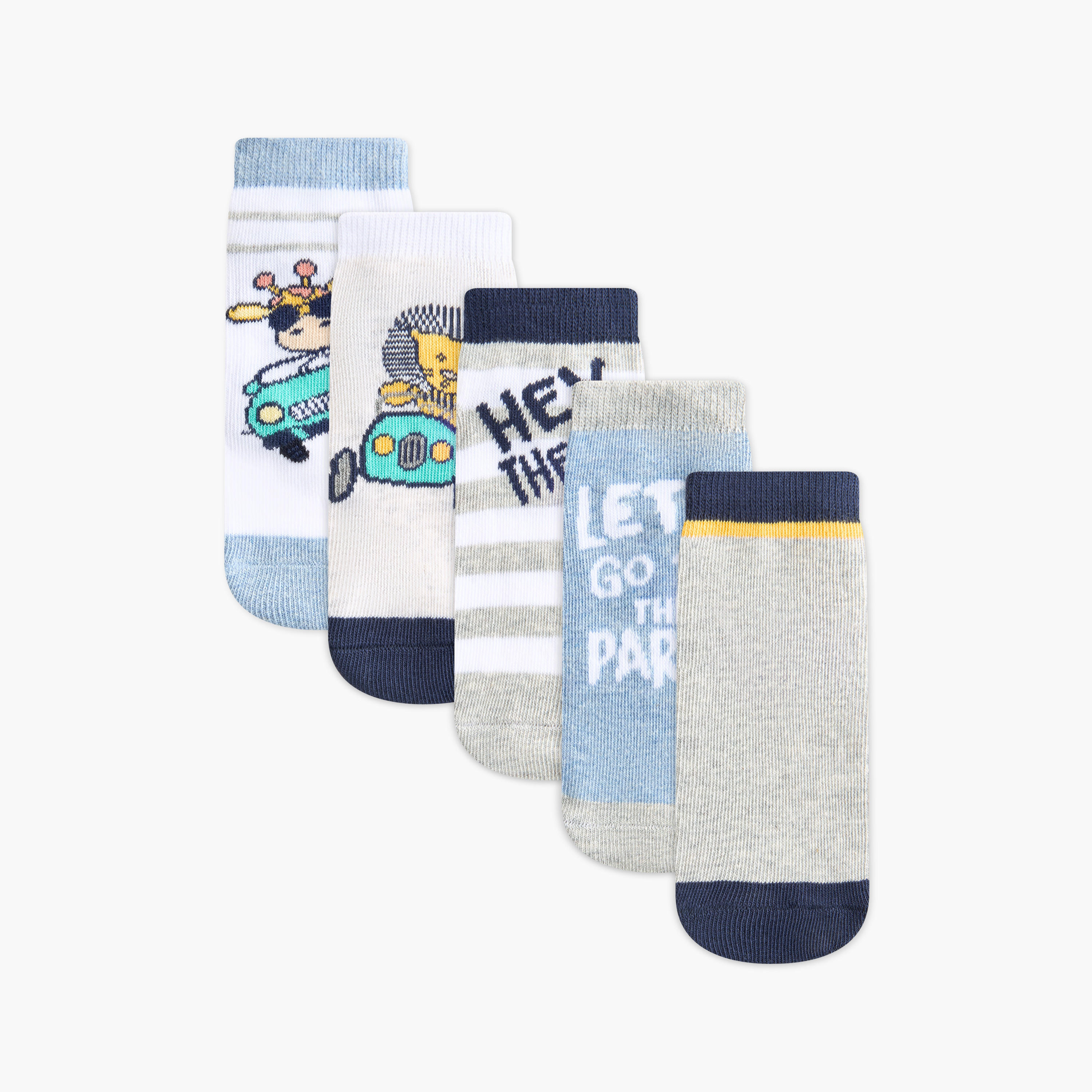 Juniors Printed Ankle Length Socks - Set of 5