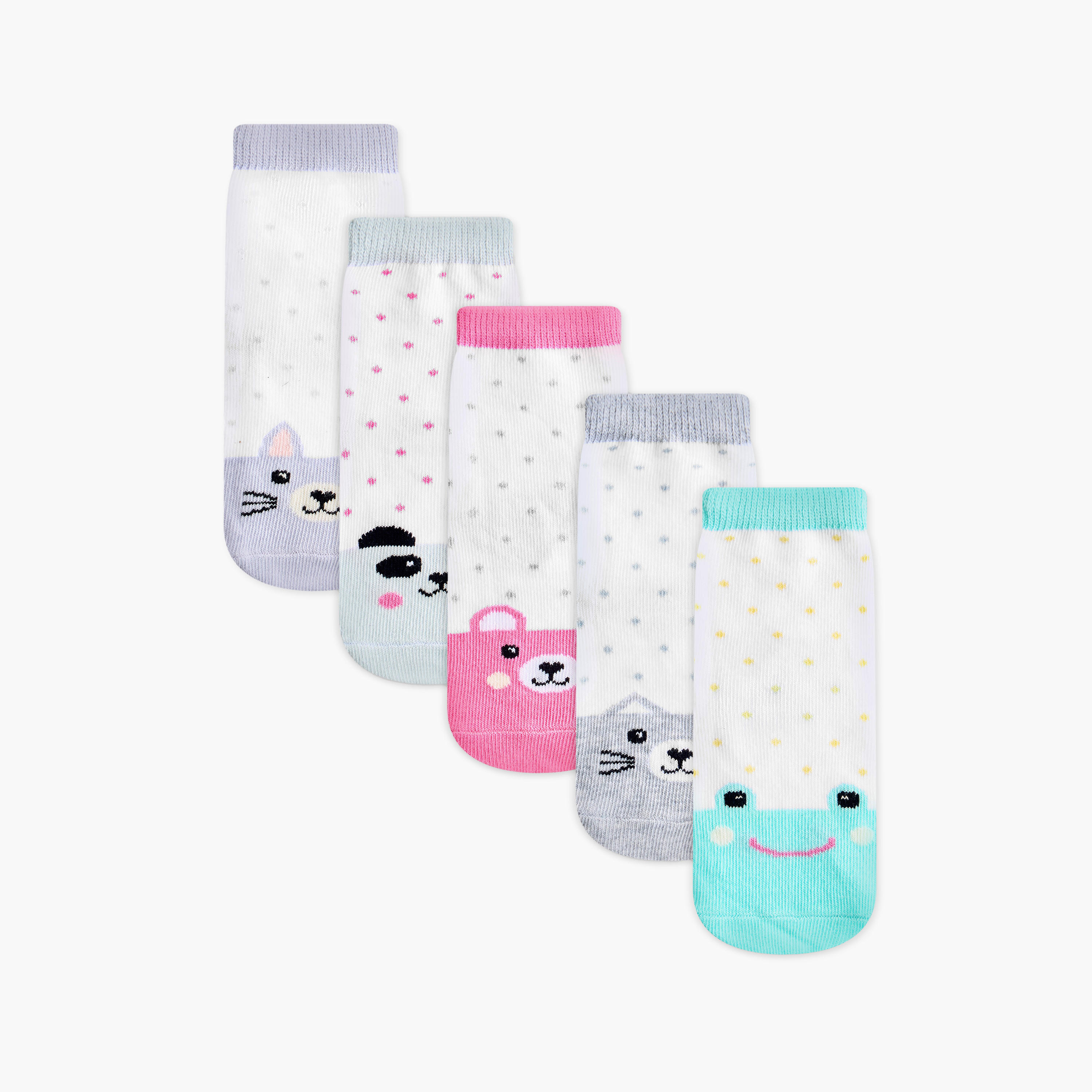 Juniors Animal Face Ankle Length Socks - Set of 5