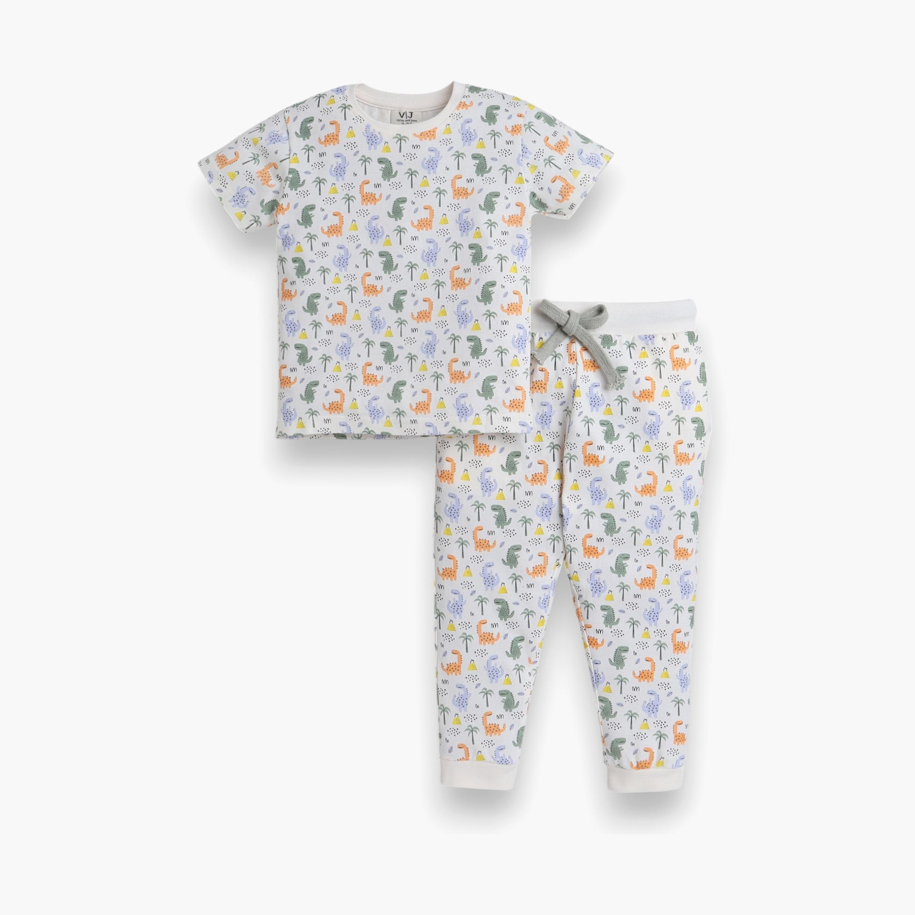 Victor and Jane 2-Piece Printed Short Sleeves T-Shirt with Joggers-boys-clothing-nightwear-image-1