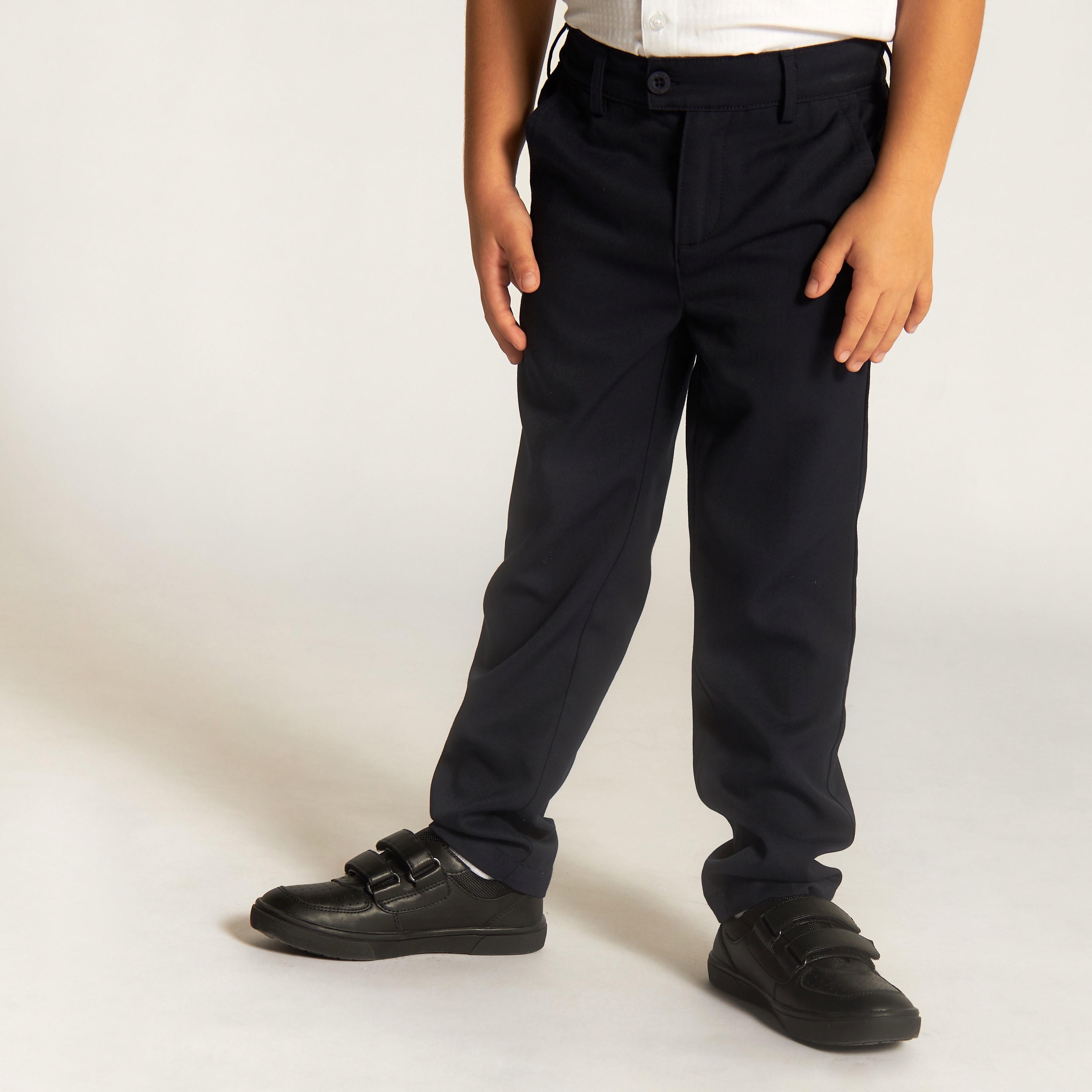Juniors Solid Trouser with Button Closure and Pockets