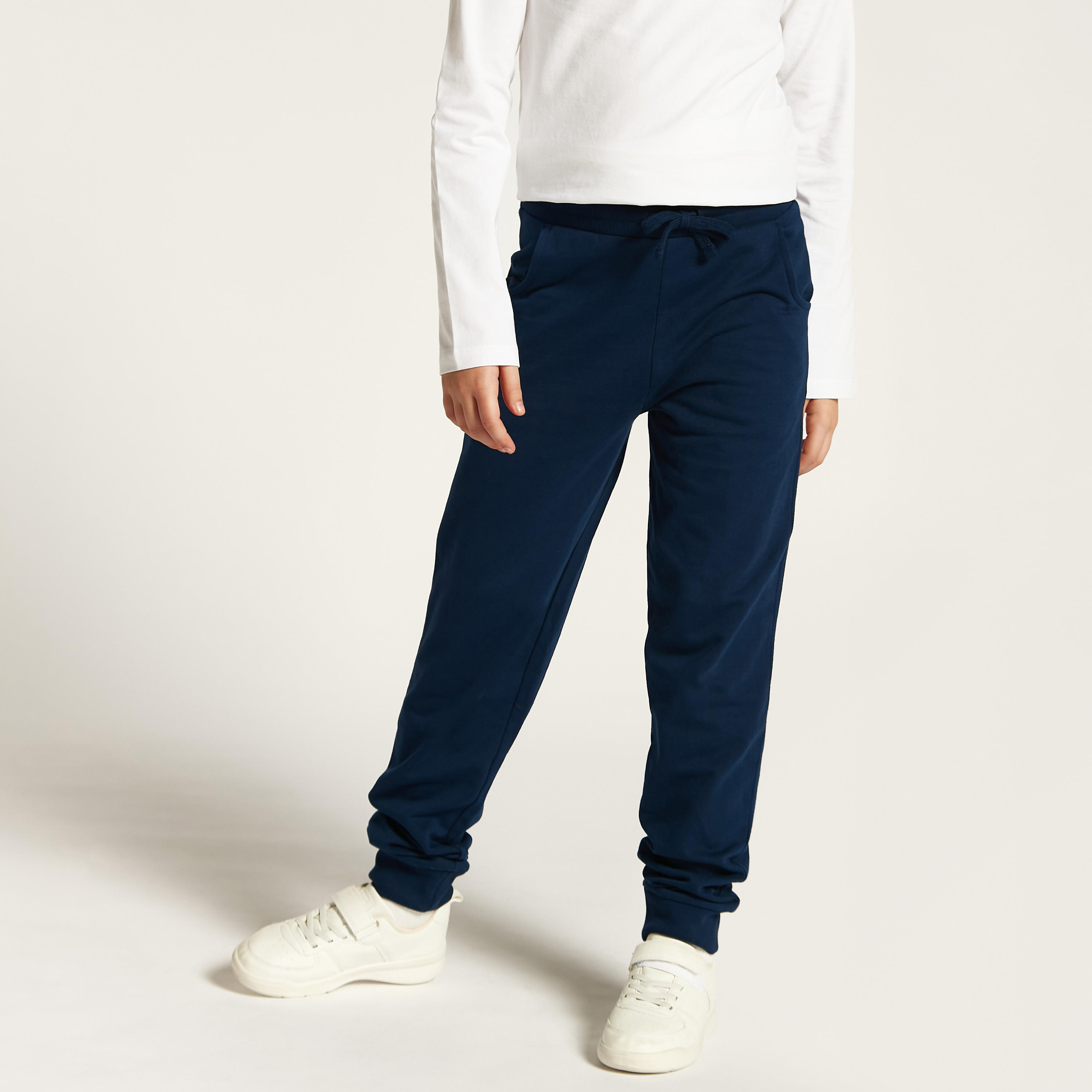 بنطلون رياضي سادة بجيوب ورباط إغلاق من جونيورز-girls-clothing-schoolwear-bottoms-joggers-image-1