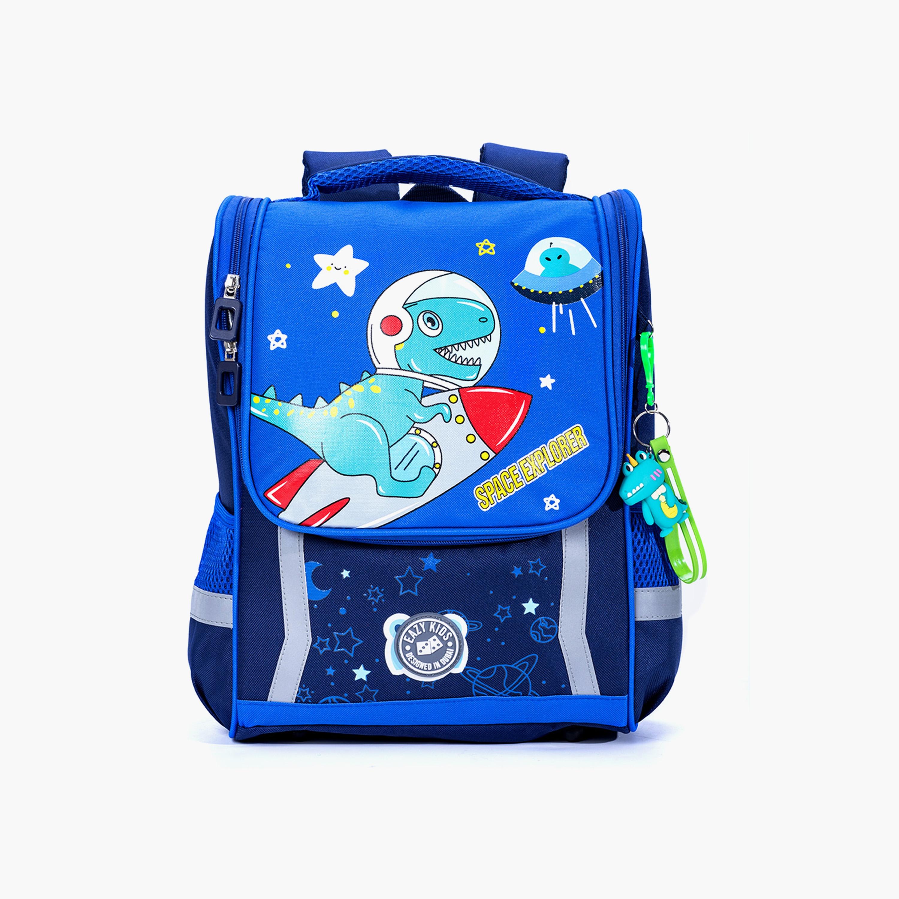 حقيبة داينو في الفضاء المدرسية من إيزي كيدز - أزرق-school-bagsandbackpacks-backpacks-image-1