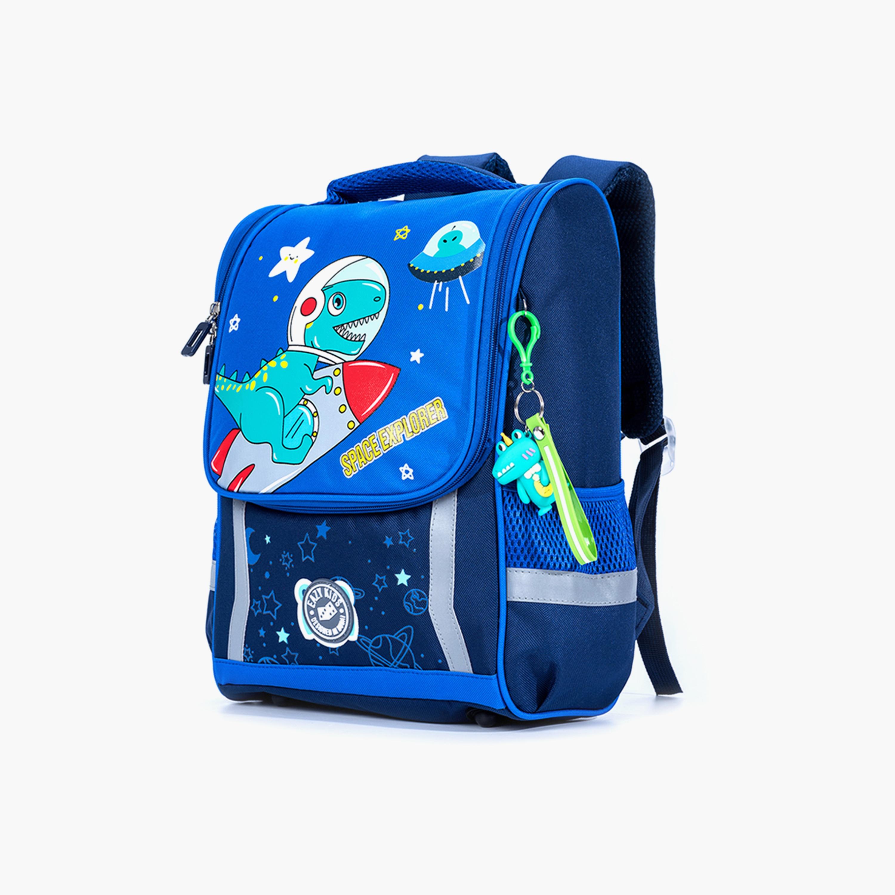 حقيبة داينو في الفضاء المدرسية من إيزي كيدز - أزرق-school-bagsandbackpacks-backpacks-image-2