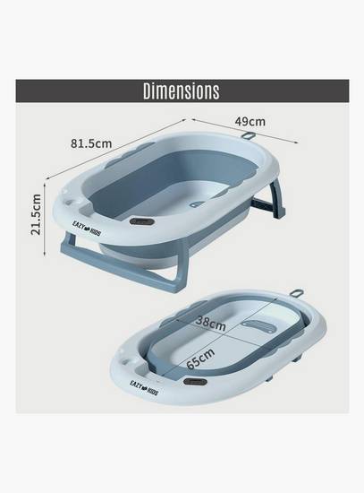 Eazy Kids Temperature Controlled Foldable Bathtub W/ Intelligent Temperature Monitoring Thermometer And Baby Head Shampoo Wash Rinse Mug - Blue-baby-bathandcare-bathtubs-image-2