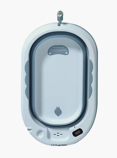 Eazy Kids Temperature Controlled Foldable Bathtub W/ Intelligent Temperature Monitoring Thermometer And Baby Head Shampoo Wash Rinse Mug - Blue-baby-bathandcare-bathtubs-image-3