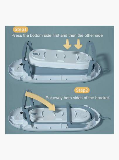 Eazy Kids Temperature Controlled Foldable Bathtub W/ Intelligent Temperature Monitoring Thermometer And Baby Head Shampoo Wash Rinse Mug - Blue-baby-bathandcare-bathtubs-image-4