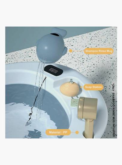Eazy Kids Temperature Controlled Foldable Bathtub W/ Intelligent Temperature Monitoring Thermometer And Baby Head Shampoo Wash Rinse Mug - Blue-baby-bathandcare-bathtubs-image-5