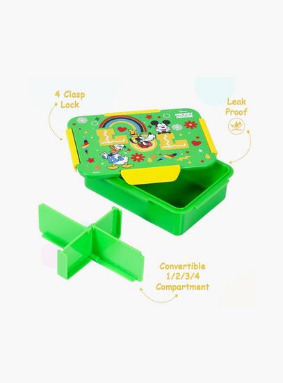 Eazy Kids Disney LOL Mickey Mouse 1 2 3 4 Compartment Convertible Bento Lunch Box, Green-school-lunchessentials-lunchboxes-image-3