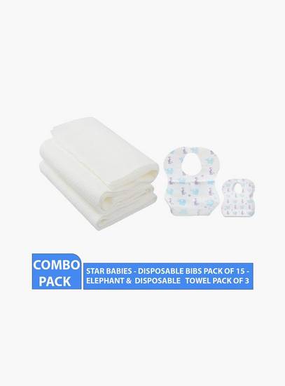 Star Babies 15-Piece Disposable Bibs, Elephant Print with 3-Piece Disposable Towel Bundle-baby-feeding-bibs-image-2