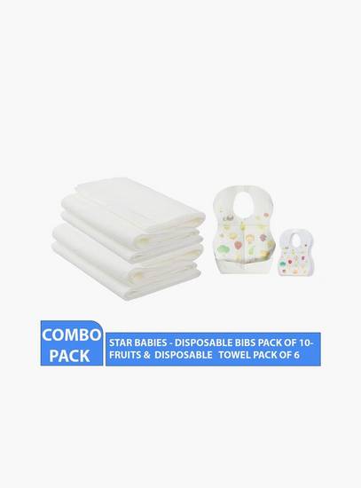 Star Babies 10-piece Disposable Bibs, Fruit Print with 6-Piece Disposable Towel Bundle-baby-feeding-bibs-image-2