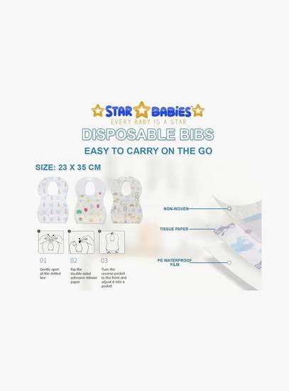 Star Babies 80-Piece Disposable Changing Mats, 70-Piece Disposable Bibs with Pack of 10 Scented Bags and Dispenser Bundle-baby-feeding-bibs-image-5