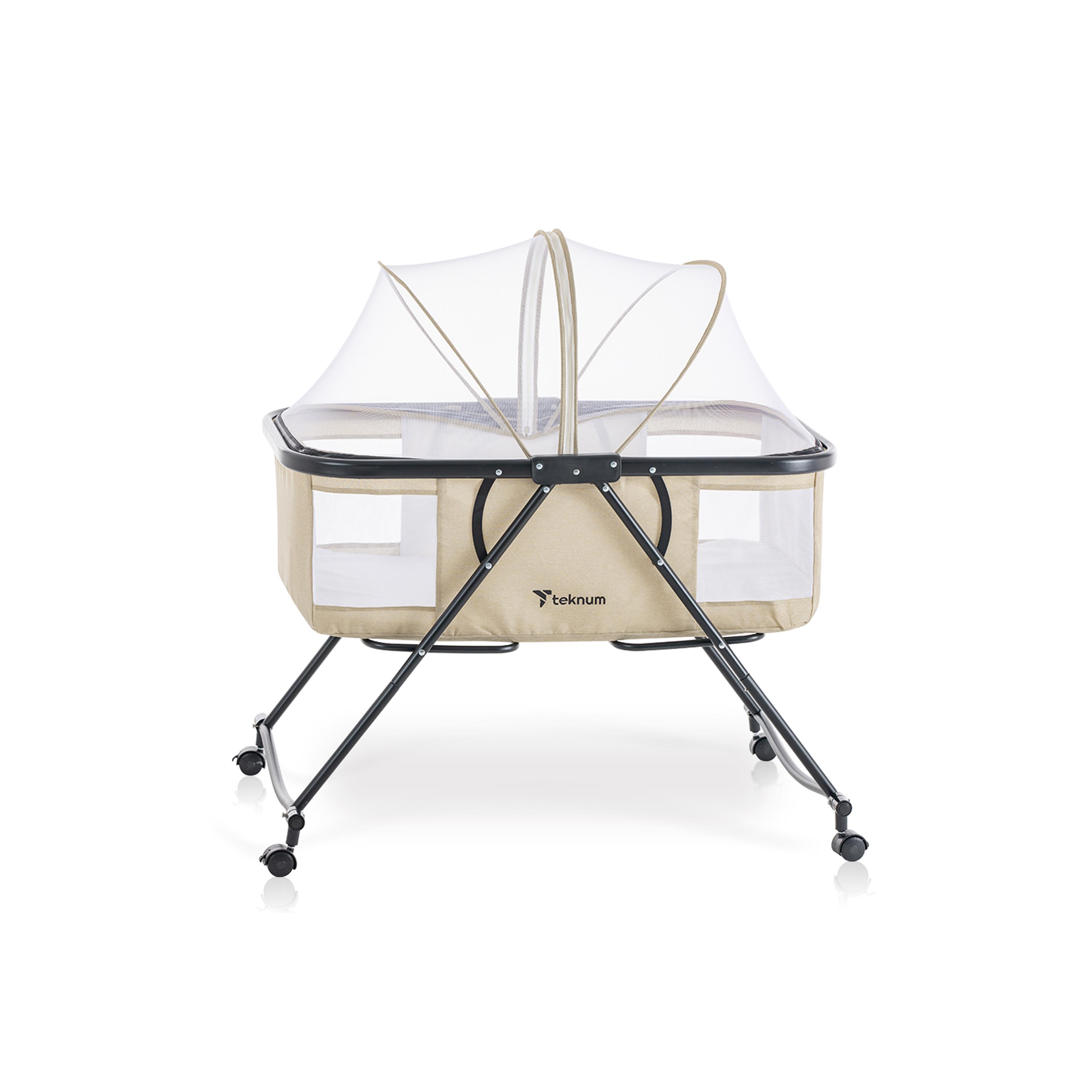 سرير أطفال 3 في 1 مهد مزود بشبكة ناموسية وعجلات من تيكنوم، عاجي-baby-nursery-furniture-cribsandbeds-travelcots-image-1