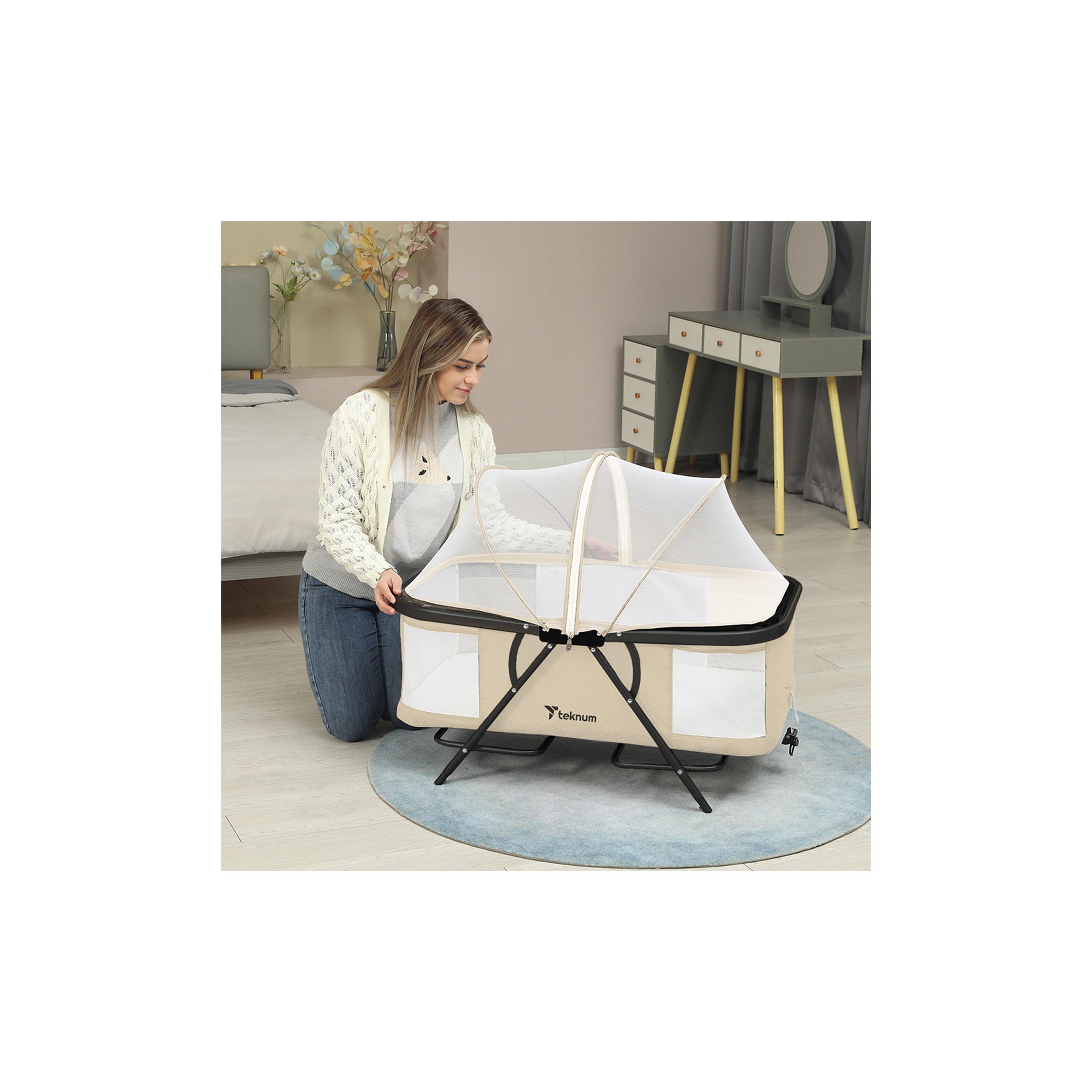 سرير أطفال 3 في 1 مهد مزود بشبكة ناموسية وعجلات من تيكنوم، عاجي-baby-nursery-furniture-cribsandbeds-travelcots-image-11