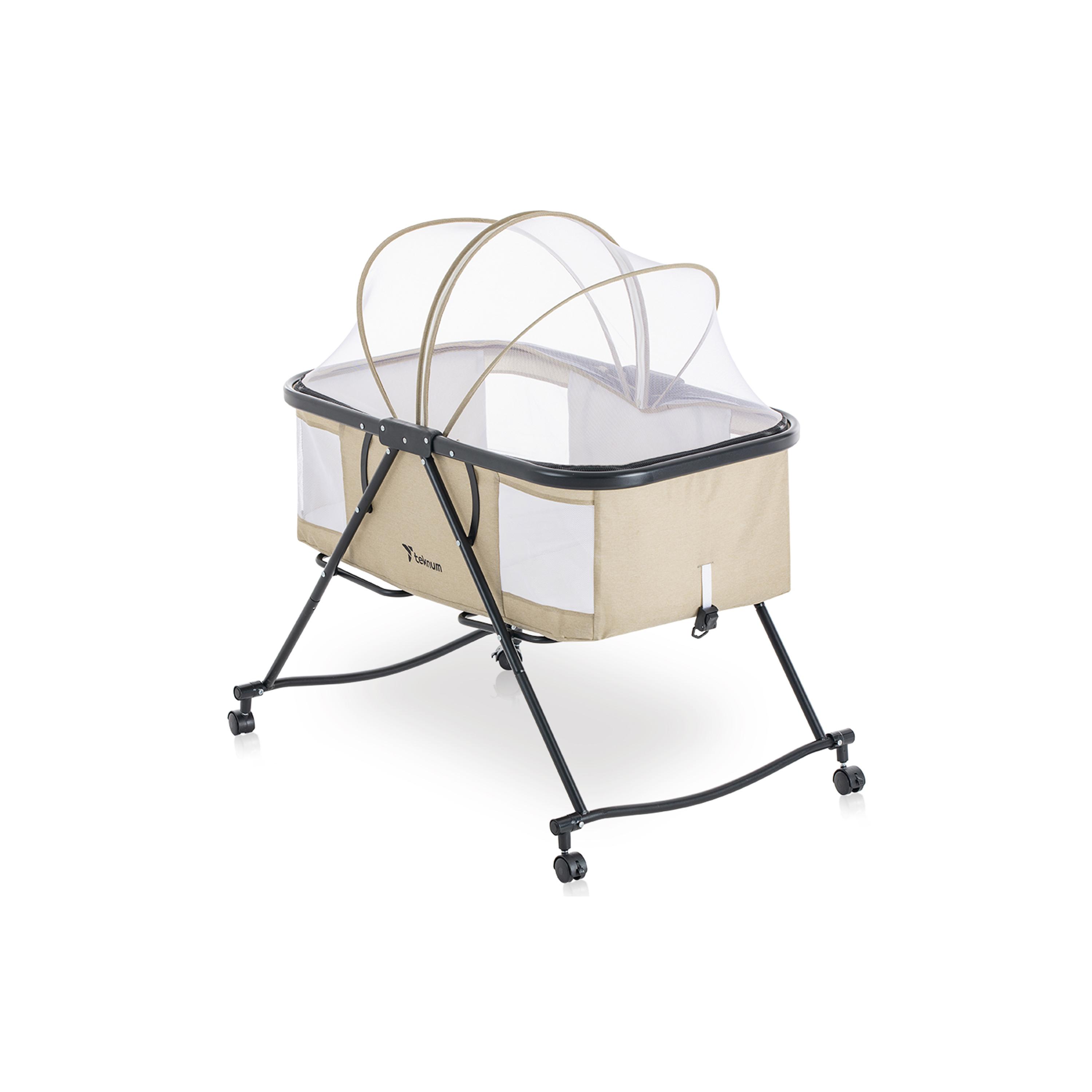 سرير أطفال 3 في 1 مهد مزود بشبكة ناموسية وعجلات من تيكنوم، عاجي-baby-nursery-furniture-cribsandbeds-travelcots-image-2