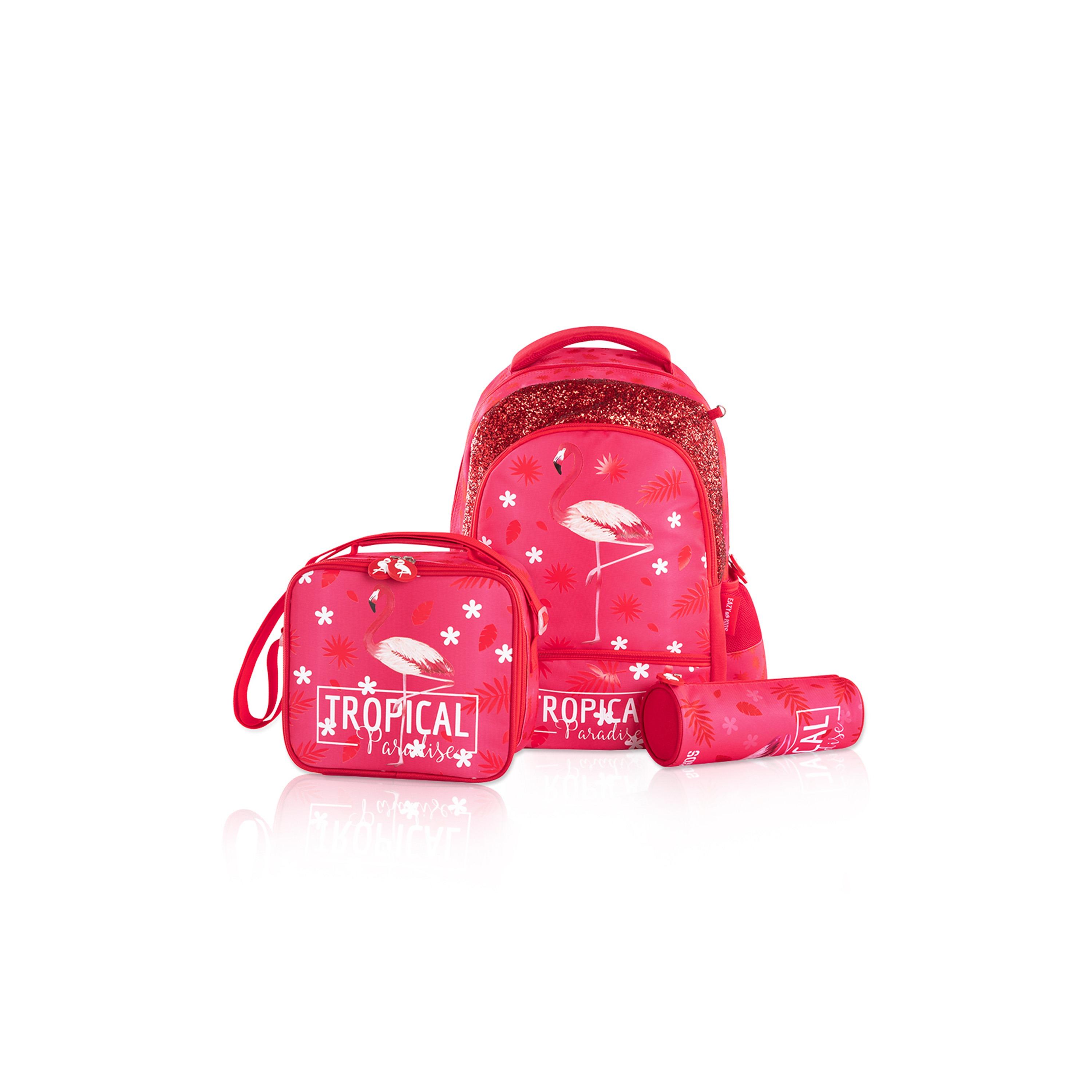 مجموعة حقائب مدرسية بعجلات استوائية 4 قطع من إيزي كيدز - وردي - 17 بوصة-school-bagsandbackpacks-sets-image-11