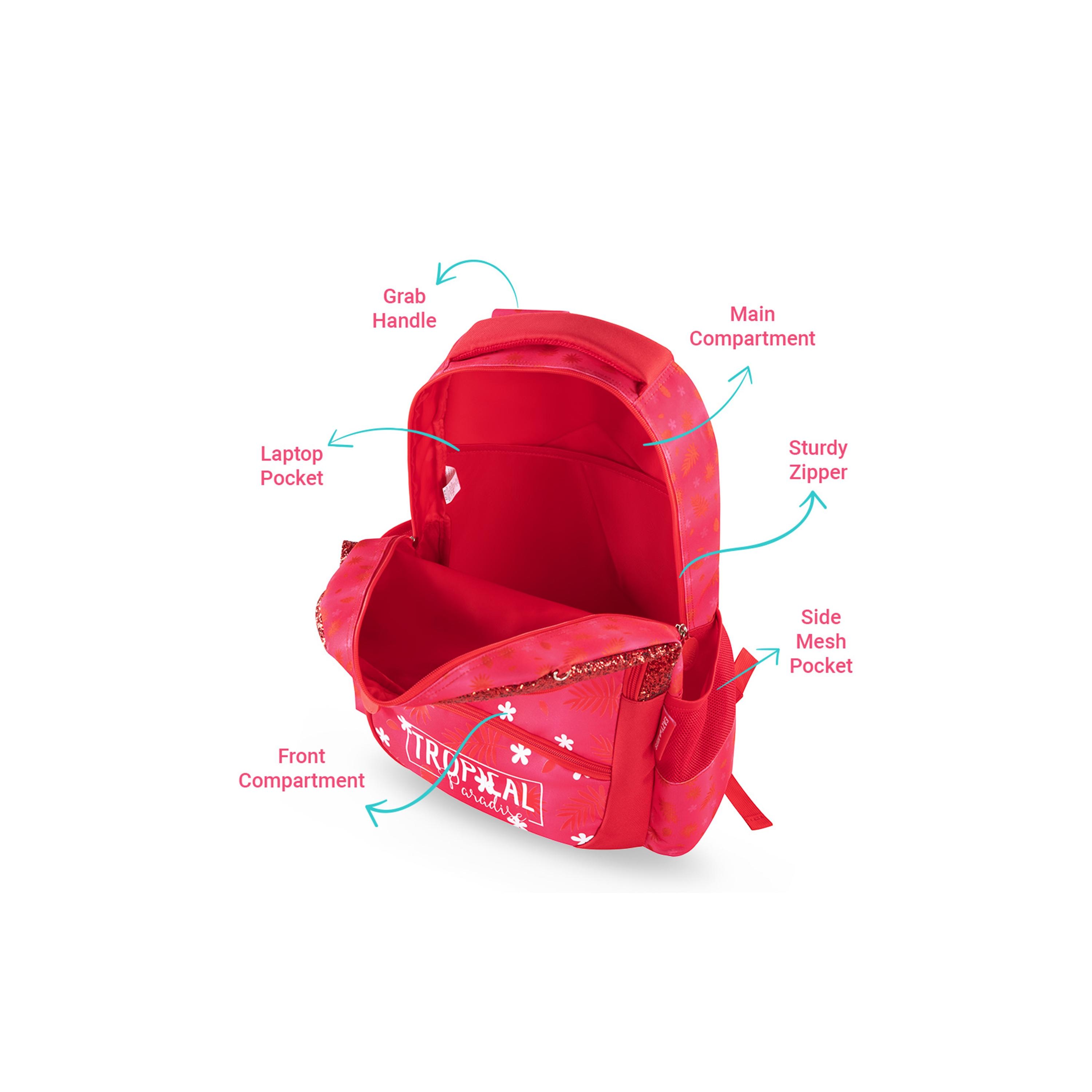 مجموعة حقائب مدرسية بعجلات استوائية 4 قطع من إيزي كيدز - وردي - 17 بوصة-school-bagsandbackpacks-sets-image-17