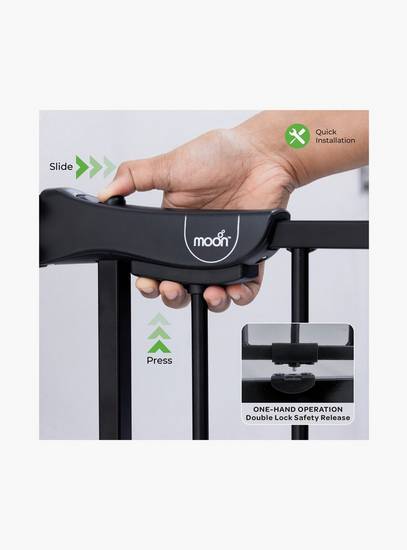 Moon Secura Baby Safety Gate Auto Lock Barrier with 10 cm Extension - 76-80 cm - Black-baby-healthandsafety-babyproofing-image-3