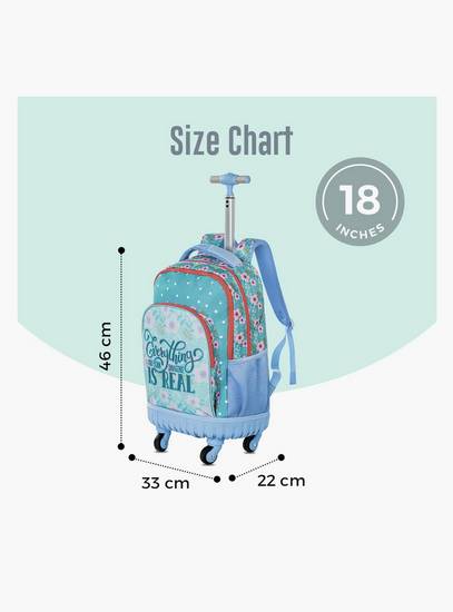 Eazy Kids 4-Wheel Trolley School Backpack with Lunch Bag & Pencil Case - Floral Edition - 18 Inch-school-bagsandbackpacks-trolleybags-image-6