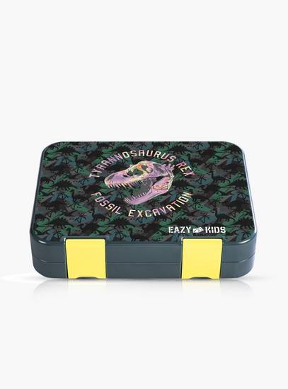 Eazy Kids 6 & 4 Convertible Bento Lunch Box with Accessories - 1160 ml - T-Rex Dino - Grey-school-lunchessentials-lunchboxes-image-2