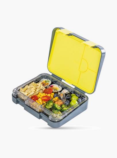 Eazy Kids 6 & 4 Convertible Bento Lunch Box with Accessories - 1160 ml - T-Rex Dino - Grey-school-lunchessentials-lunchboxes-image-4