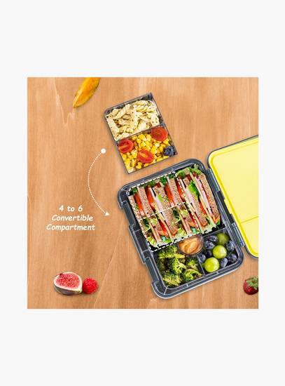 Eazy Kids 6 & 4 Convertible Bento Lunch Box with Accessories - 1160 ml - T-Rex Dino - Grey-school-lunchessentials-lunchboxes-image-5