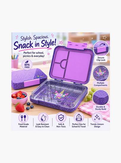 Starmarz Bento Glitter Lunch Box – Unicorn Theme – 4–6 Compartments, 1195ml, Sandwich Cutters, Fruit Pickers & Detachable Tray – Multicolor-school-lunchessentials-lunchboxes-image-5