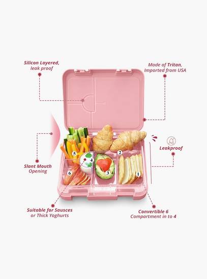 Cocobee Kids Bento Lunch Box 6 Compartments, Leakproof, BPA Free, Microwave Safe – Pink-school-lunchessentials-lunchboxes-image-3