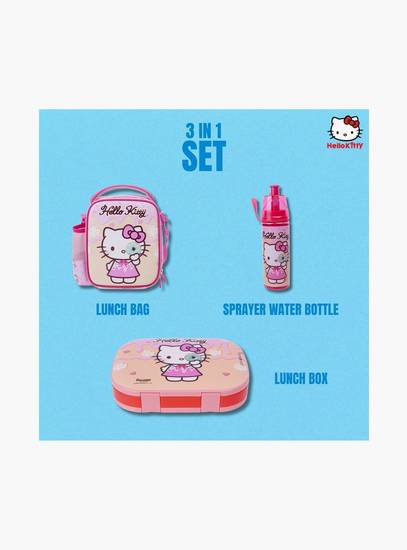 Sanrio 3-Piece Hello Kitty Printed Lunch Bag with Lunch Box & Water Bottle - Multicolour-school-lunchessentials-lunchbags-image-3