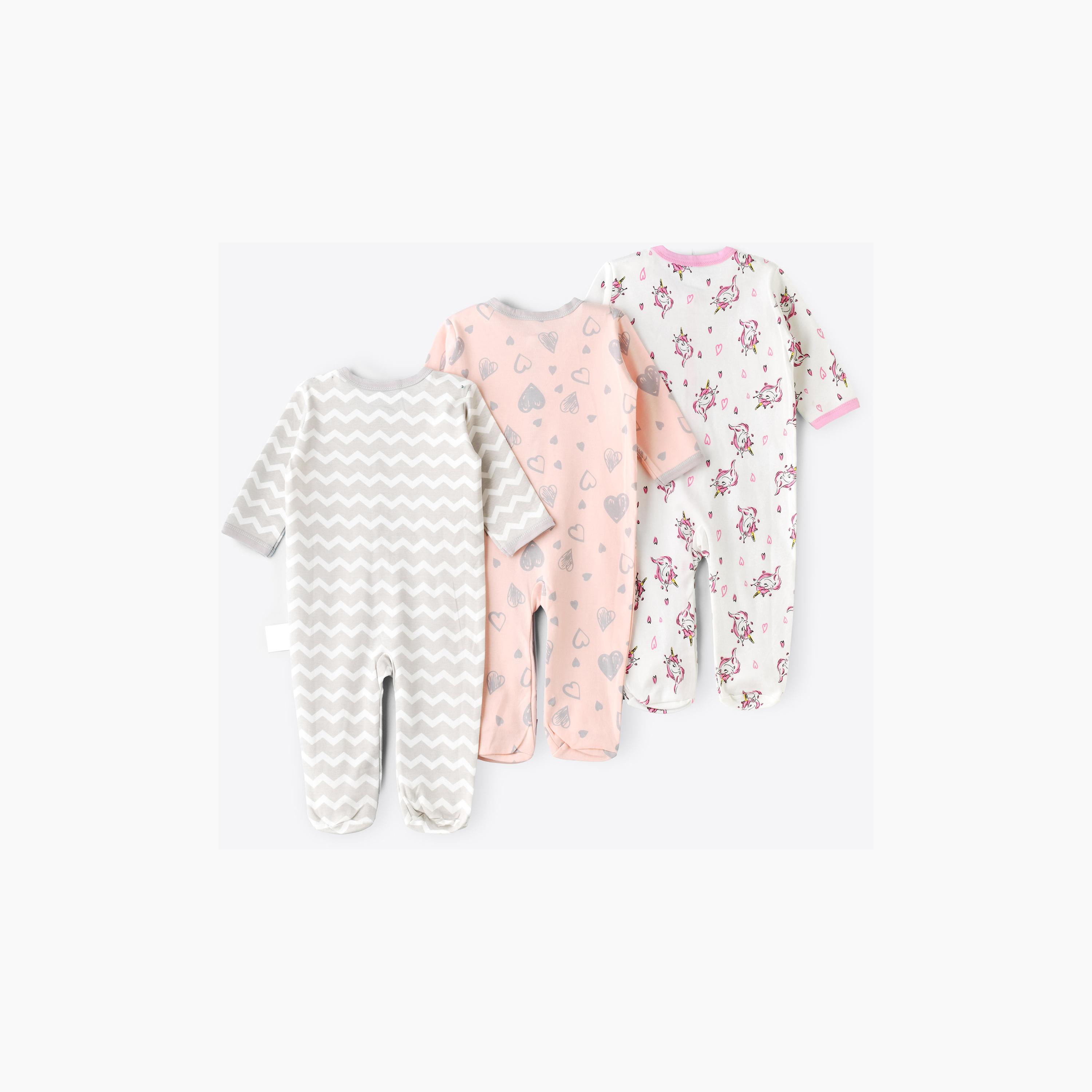 Babyqlo 3-Piece Heart & Unicorn Printed Rompers-baby-girls-clothing-rompers-image-3