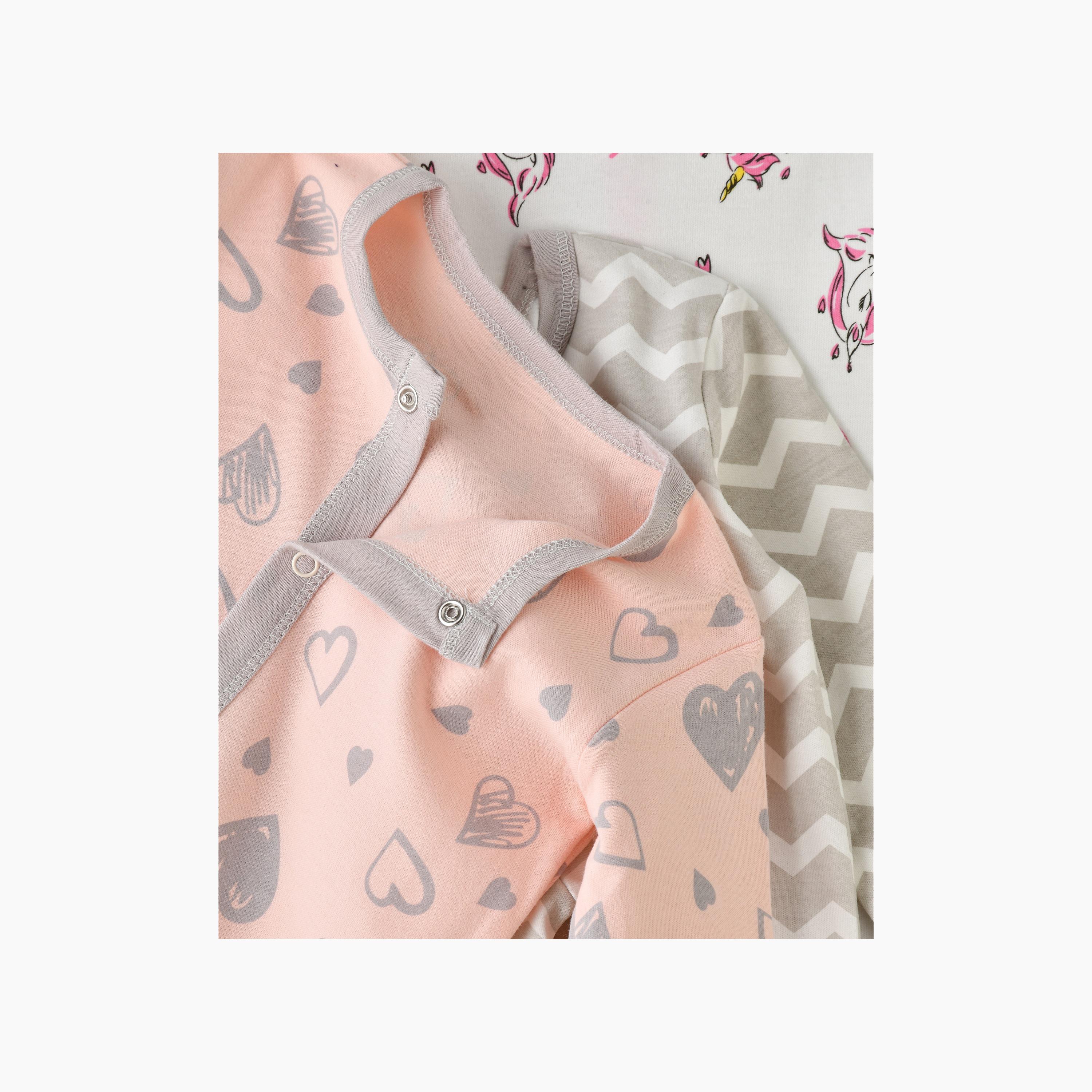 Babyqlo 3-Piece Heart & Unicorn Printed Rompers-baby-girls-clothing-rompers-image-4