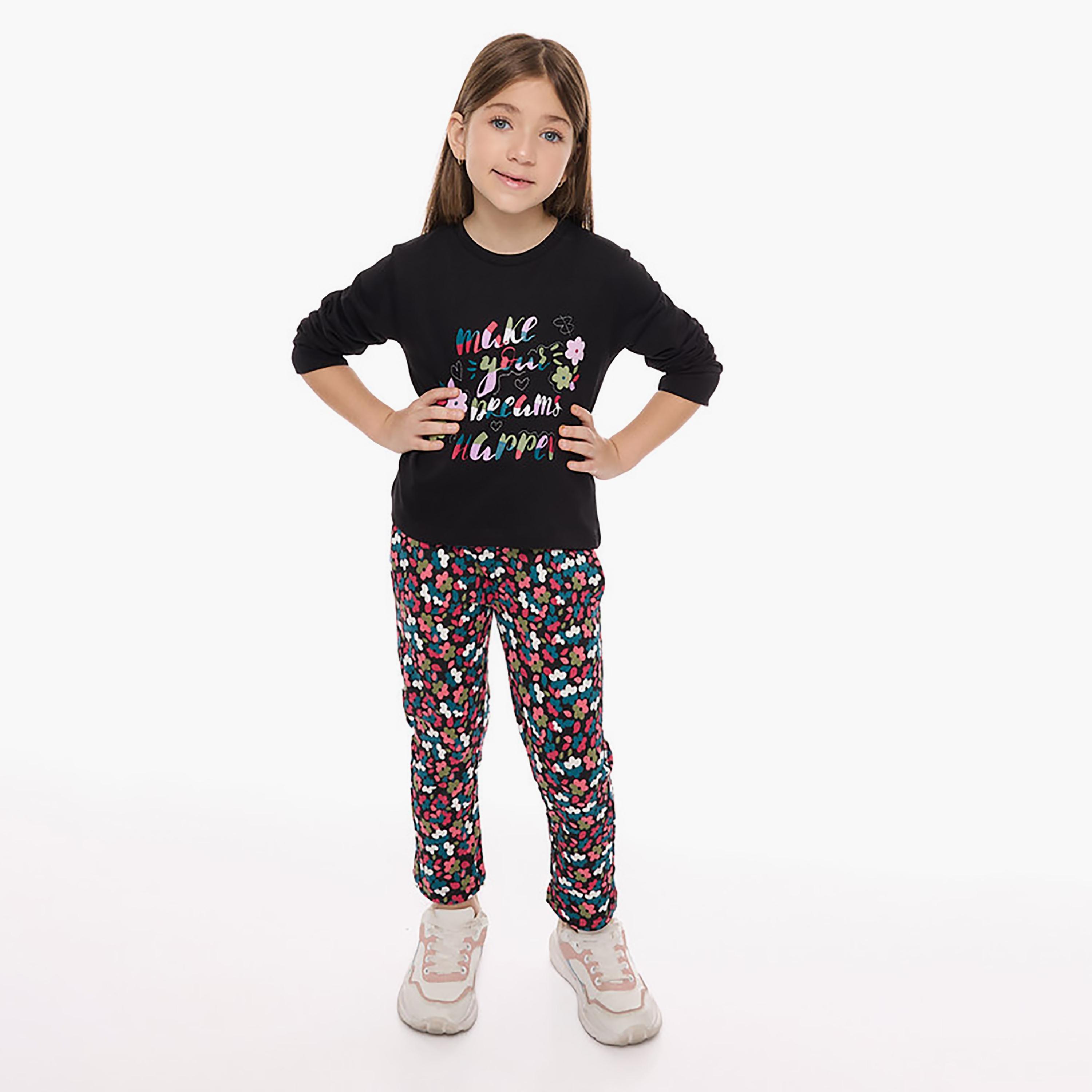 Victor and Jane 2-Piece Printed Long Sleeves T-Shirt with Leggings-baby-girls-clothing-setsandcoords-image-2